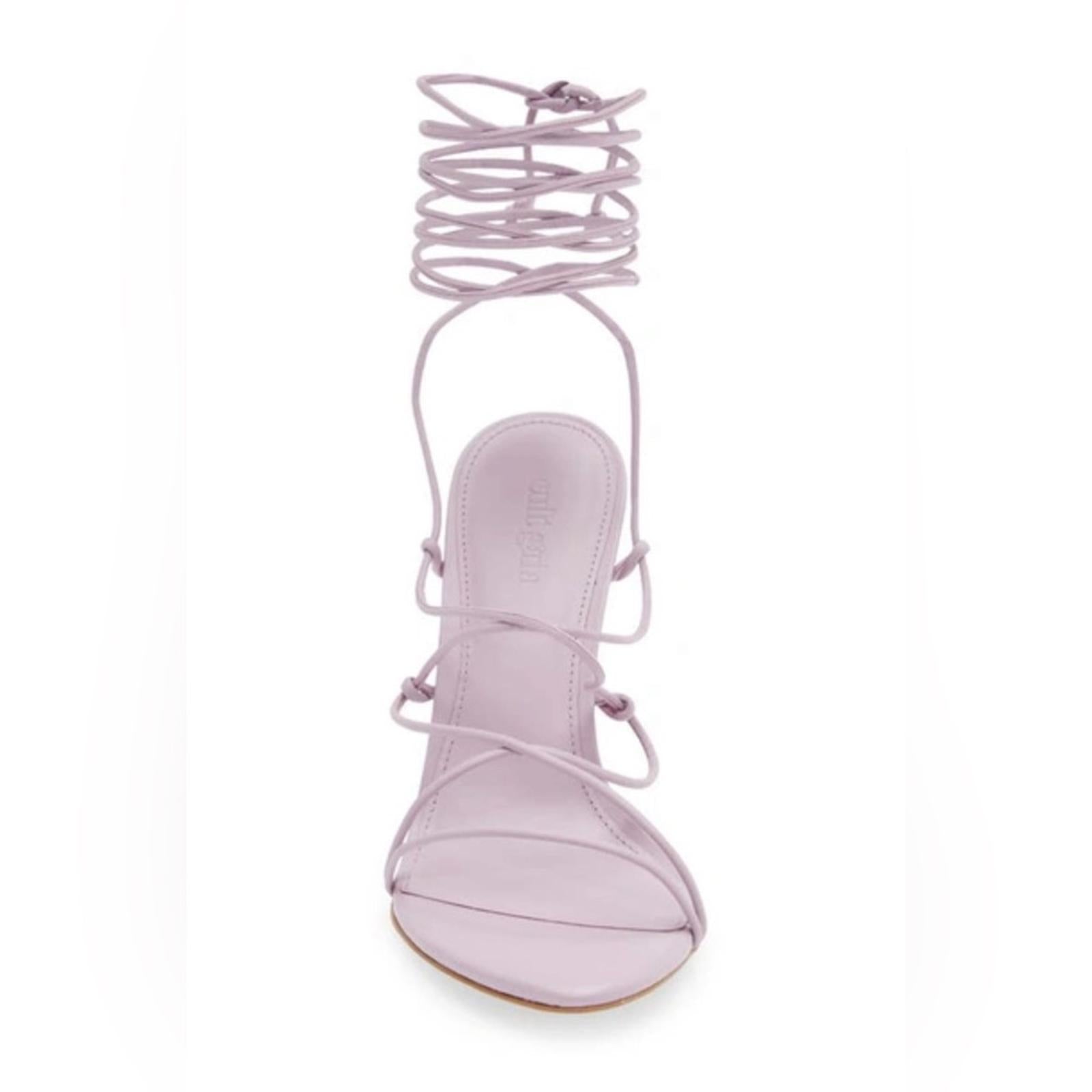Cult Gaia Soleil Lace Up Strappy Heel Sandals in Lavender, EXCELLENT, Size 42