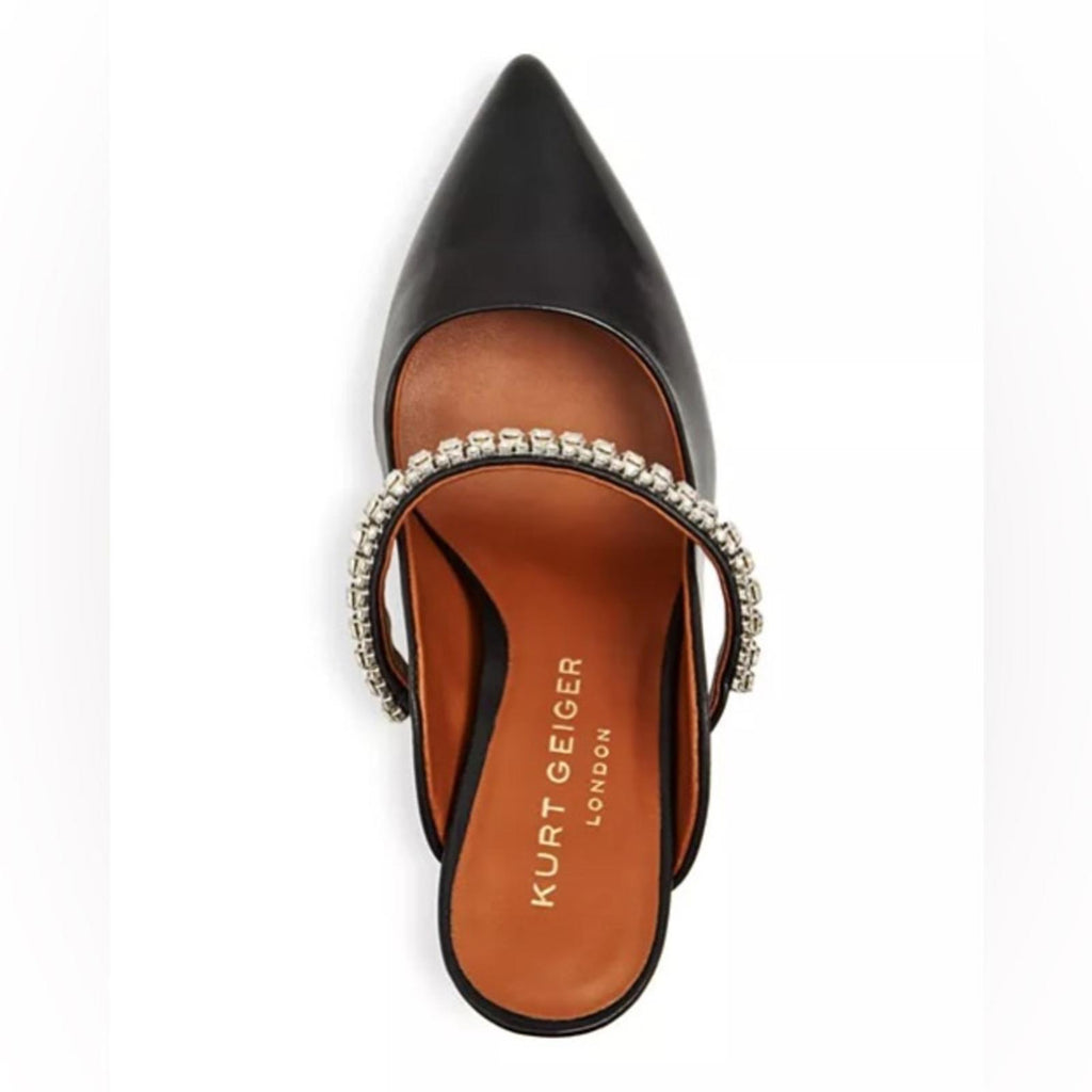 Kurt Geiger BLACK Duke Embellished High Heel Mules, Size EU 39 EXCELLENT!