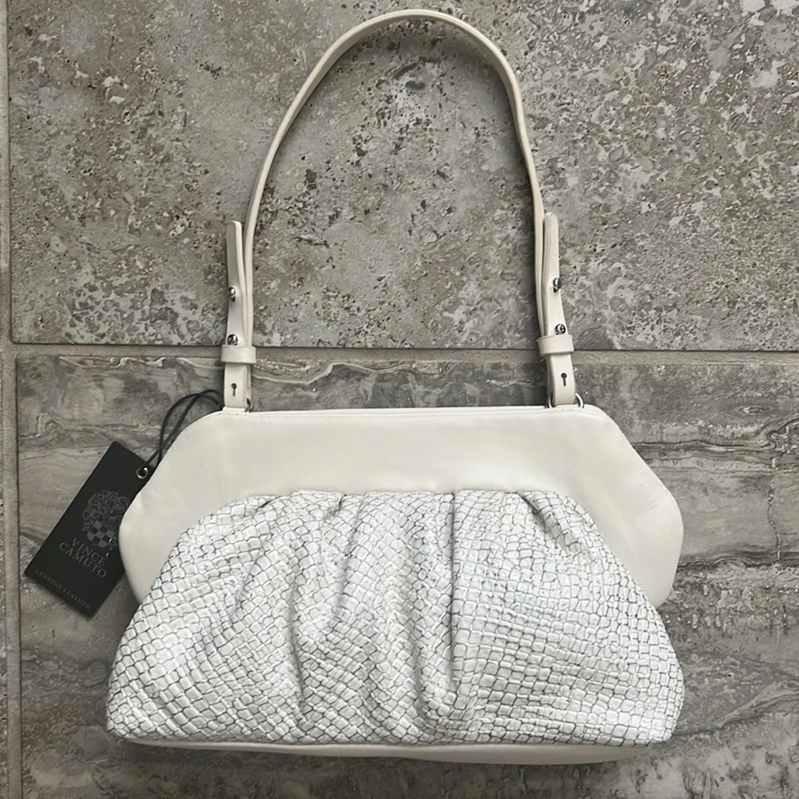 NWT Vince Camuto Amari Leather Clutch Bag in Cotton White, New w/Tag $158