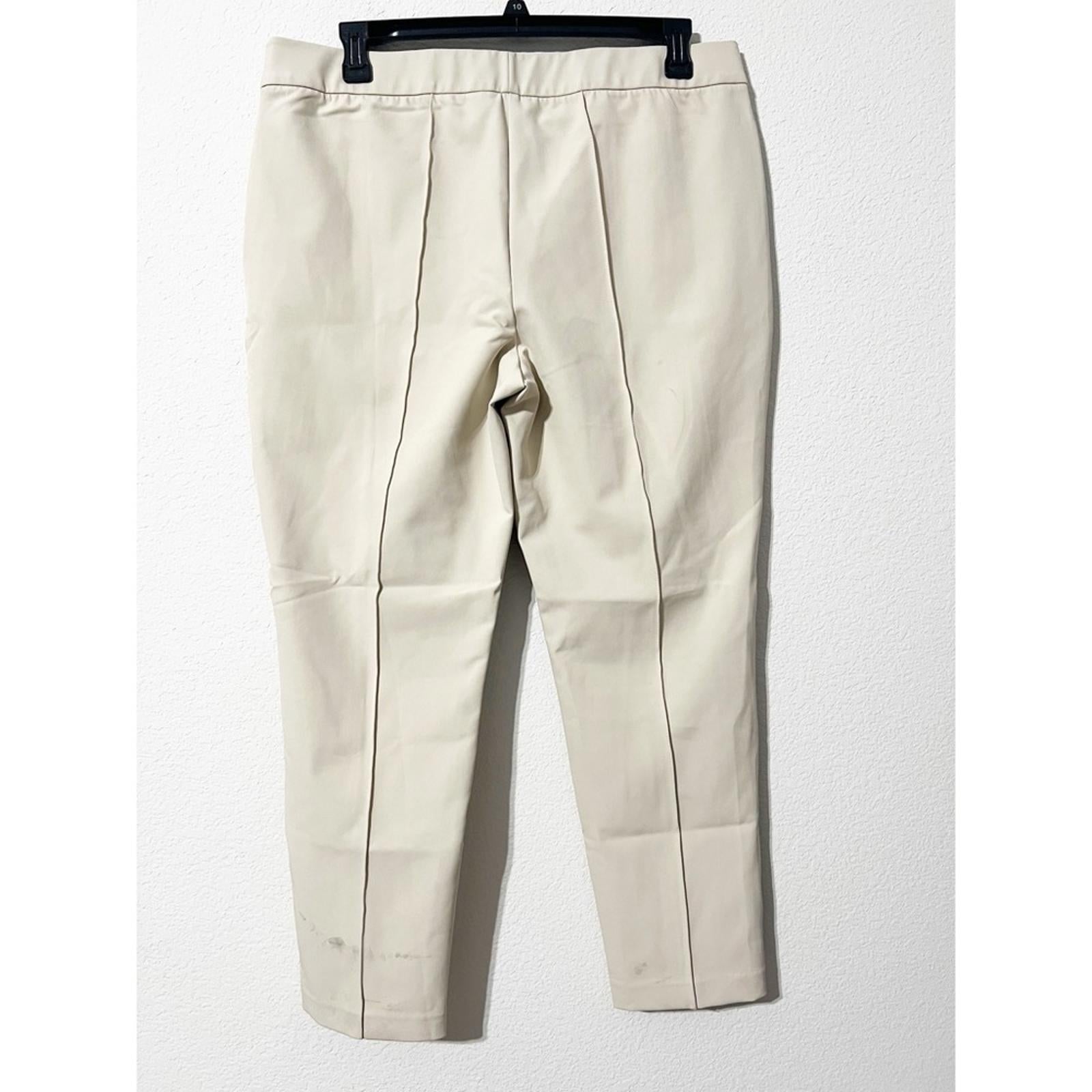 Lafayette 148 New York Acclaimed Stretch Gramercy Pants in Sand, NEW, Size 16