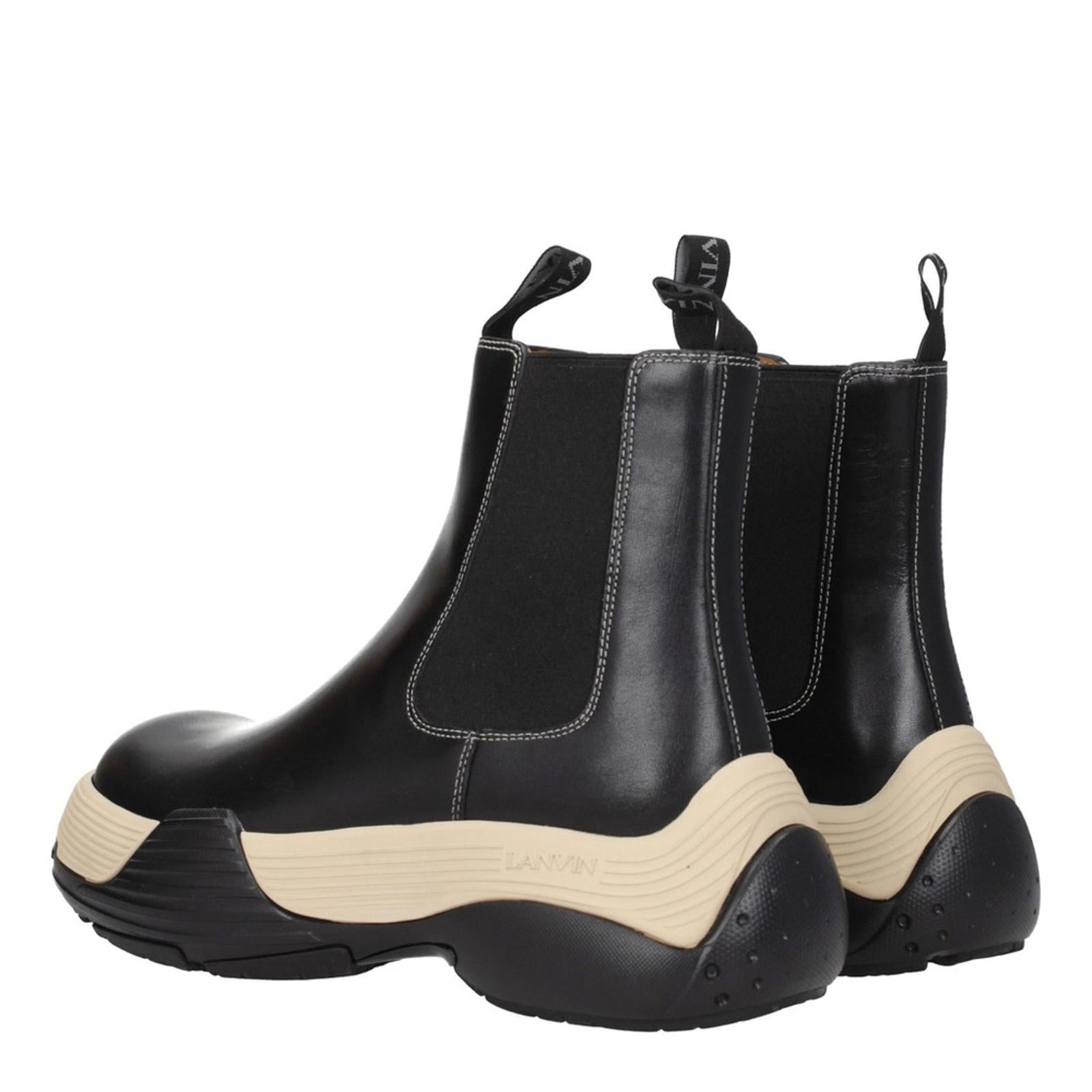 LANVIN Flash-X Bold Pull On Chelsea Boots, Black Size 44 New in Box + DustBag