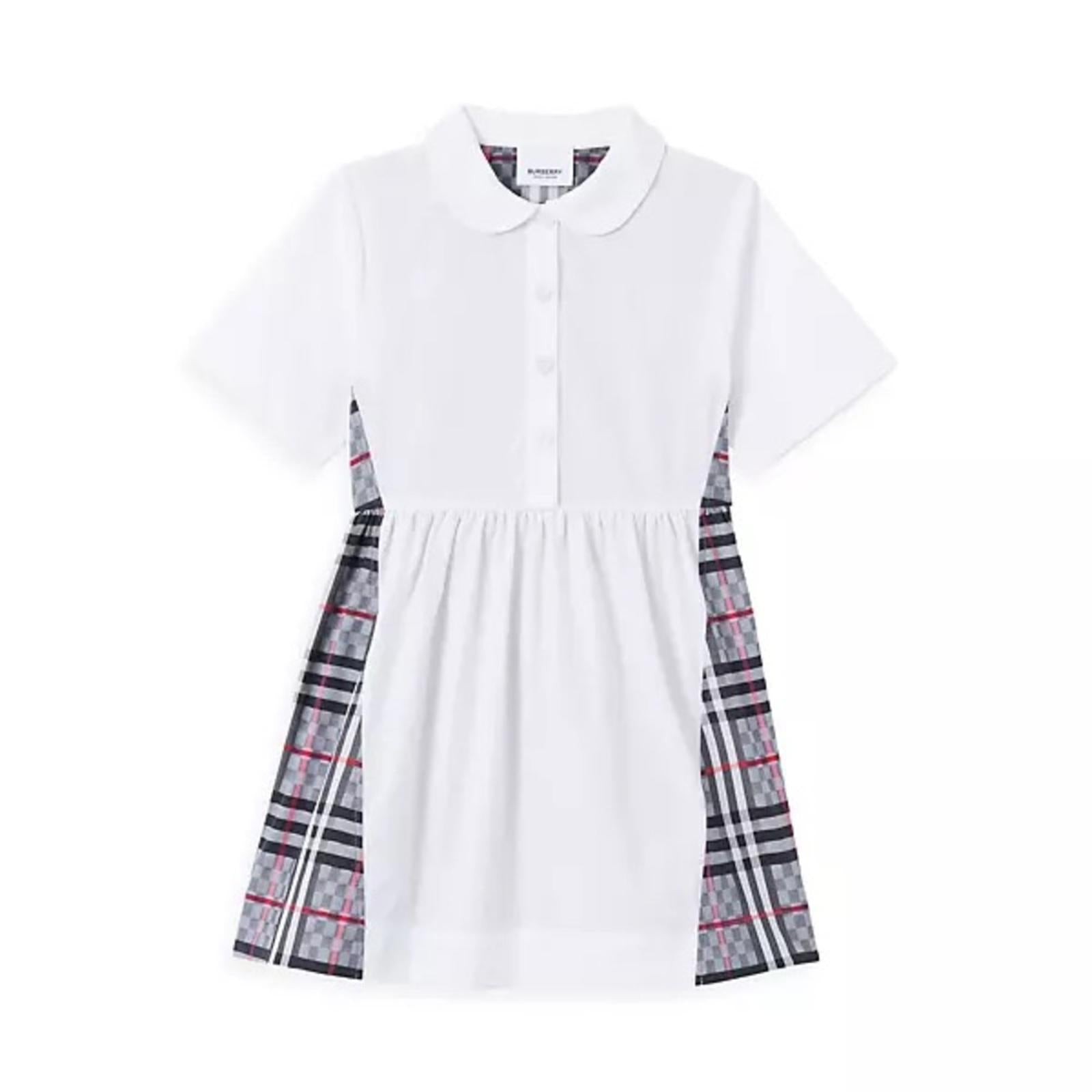 Burberry Chequerboard Panel Stretch Cotton Polo Shirt Dress, Size 12Y New w/Tag