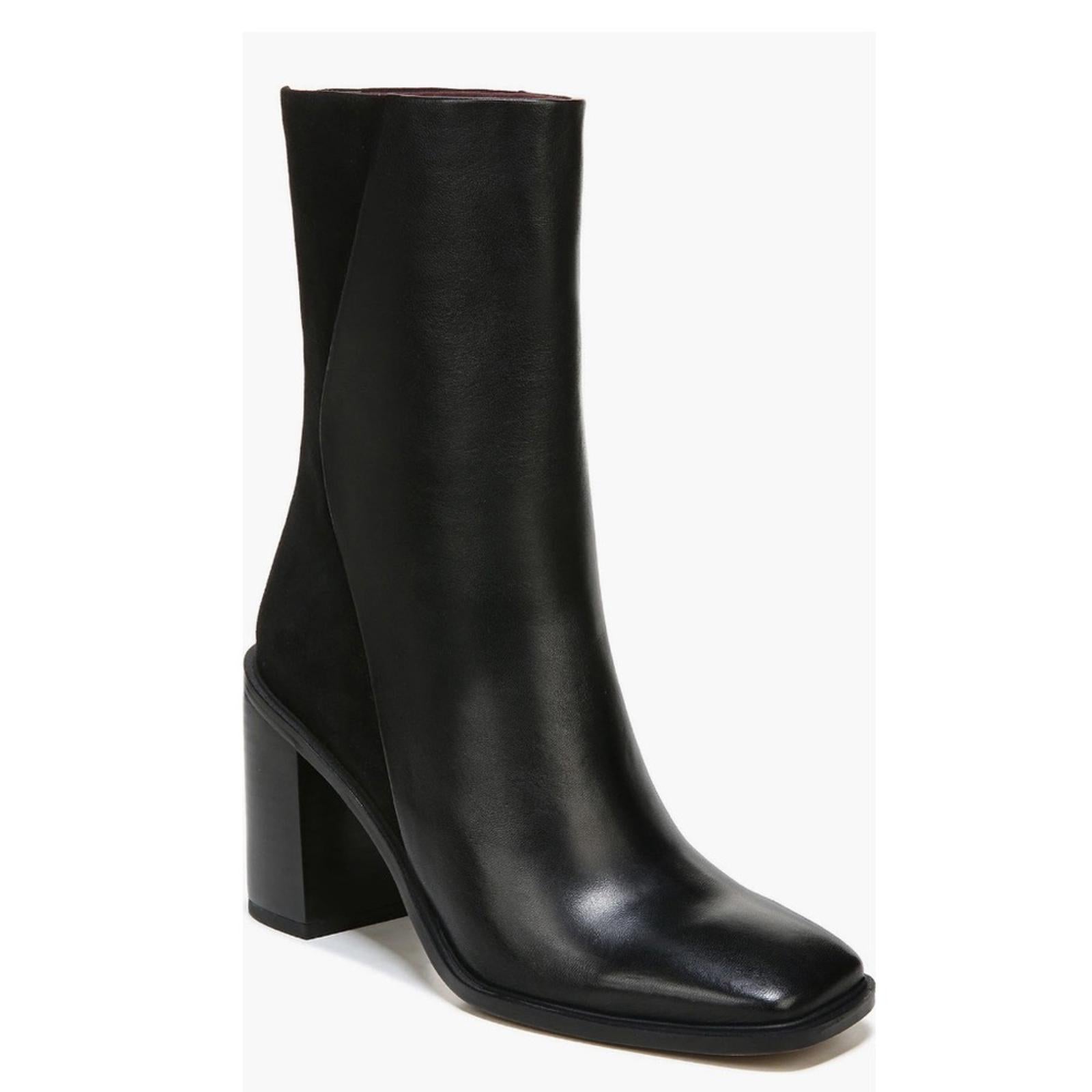 Sarto Steviena Leather Square-Toe Boots in Black Size 11 New w/o Box SOLD OUT!