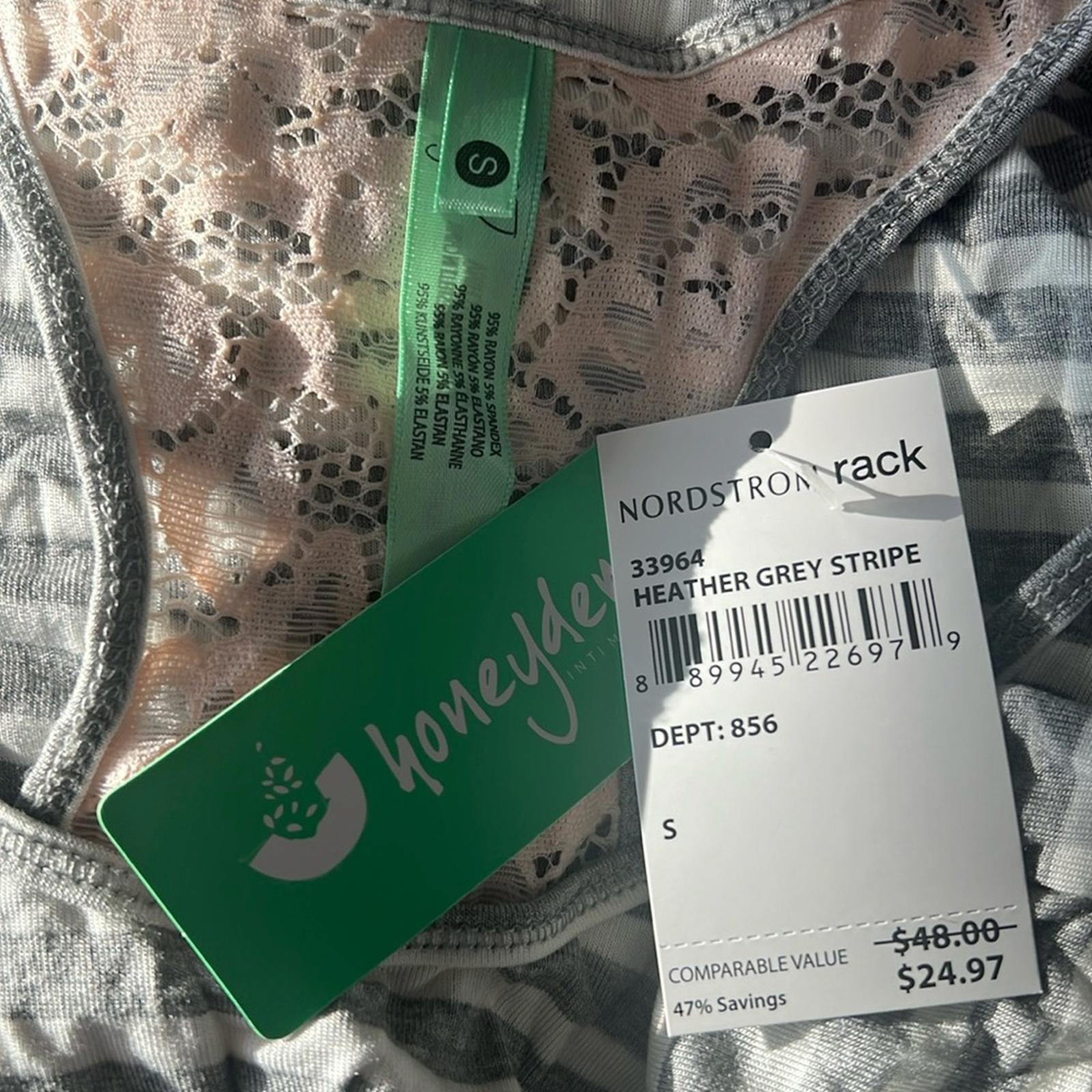 Honeydew Heather Grey Stripe Racerback Top, Size S New w/Tag Retail $48