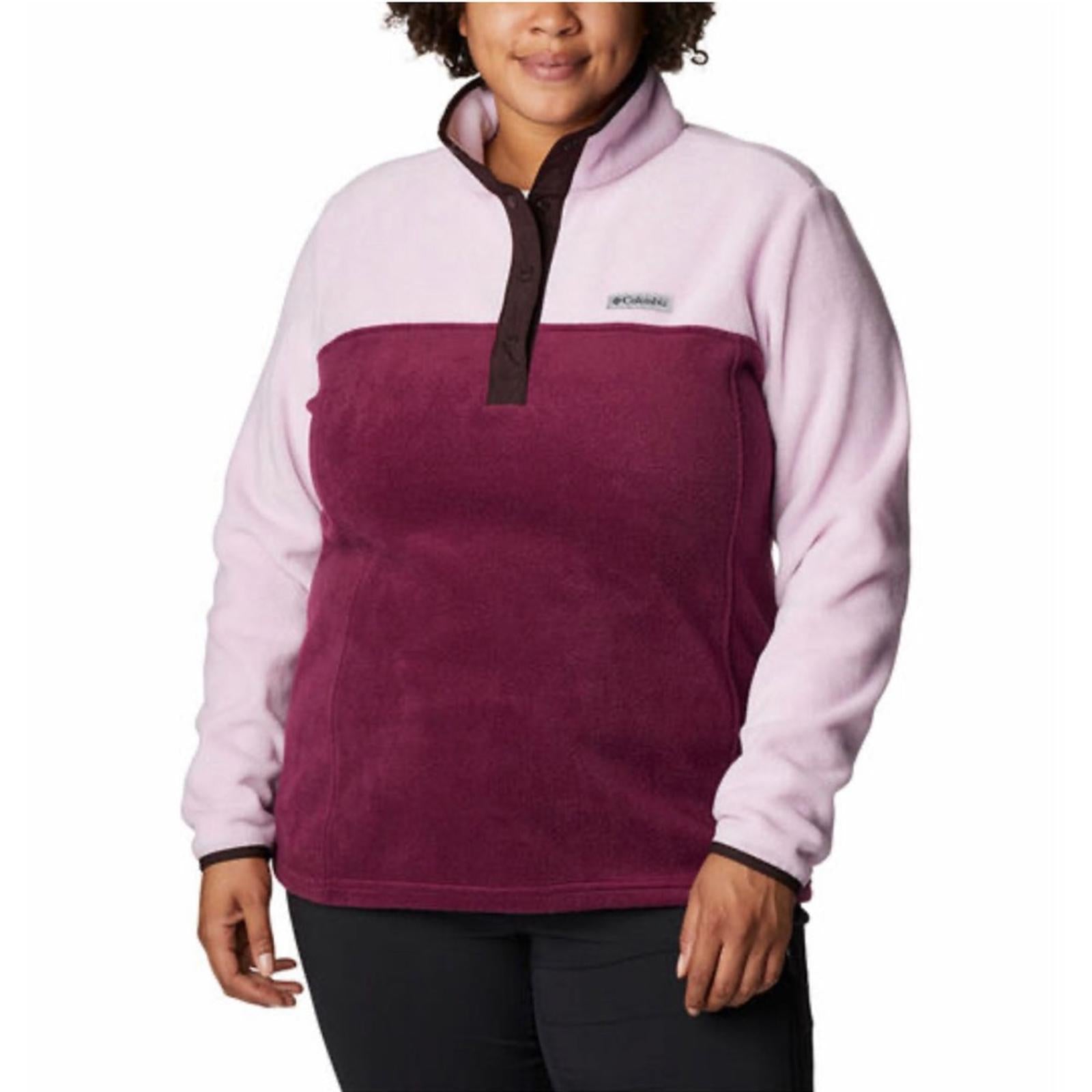 Columbia Benton Springs Half-Snap Pullover Top, Berry Pink  Plus Size 1X NWT $75