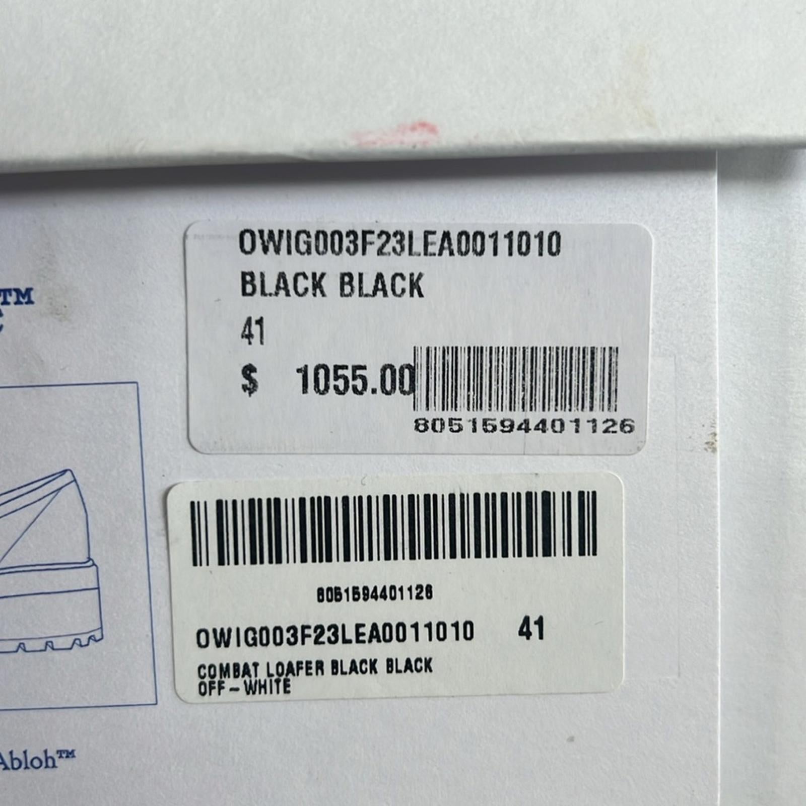 Off-White Diag-Stripe Black Leather Loafers, Size 41 NEW in Box +DustBag $1,055