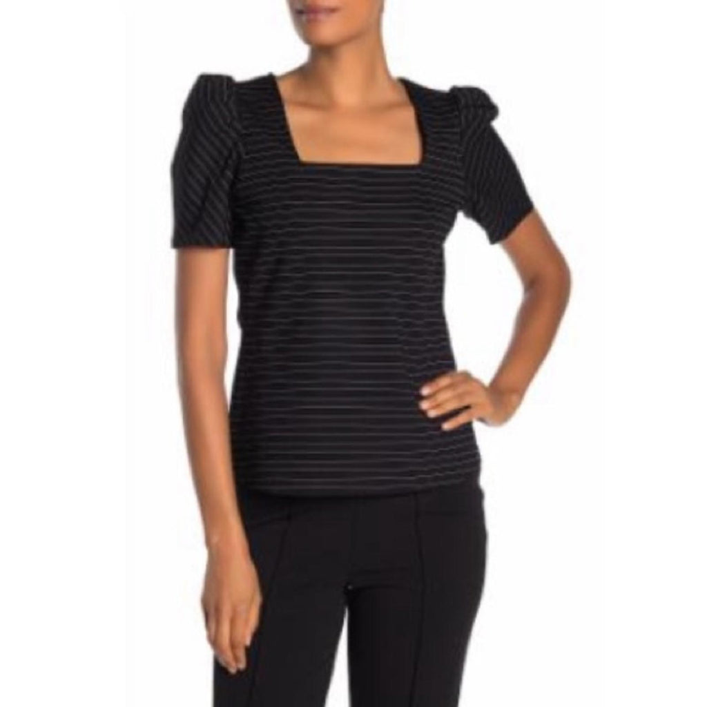 NEW Vince Camuto Square Neck Puffed Sleeve Top in Rich Black Size XL New w/o Tag