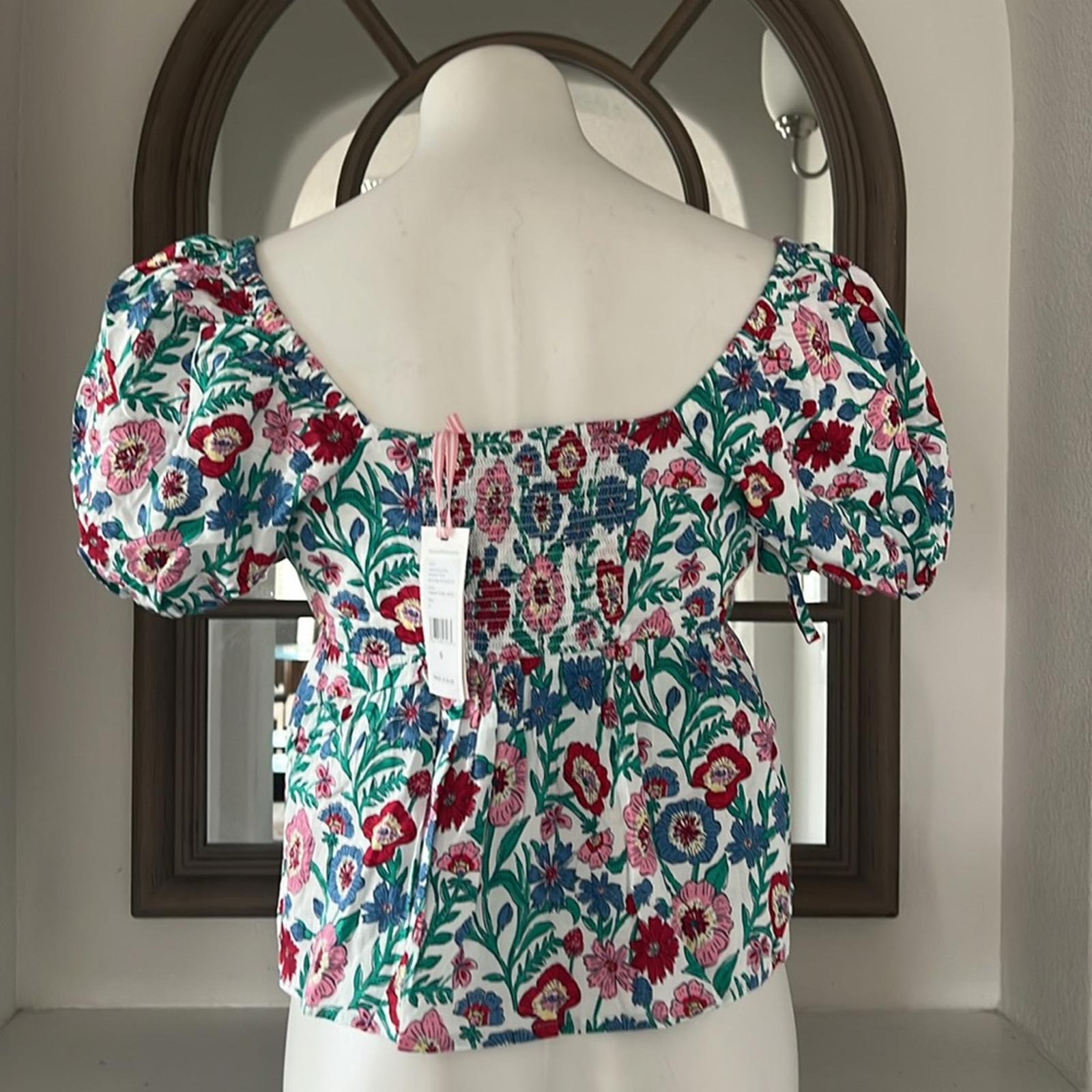 Vineyard Vines Multi Floral Puff Sleeve Top, Size S New w/Tag