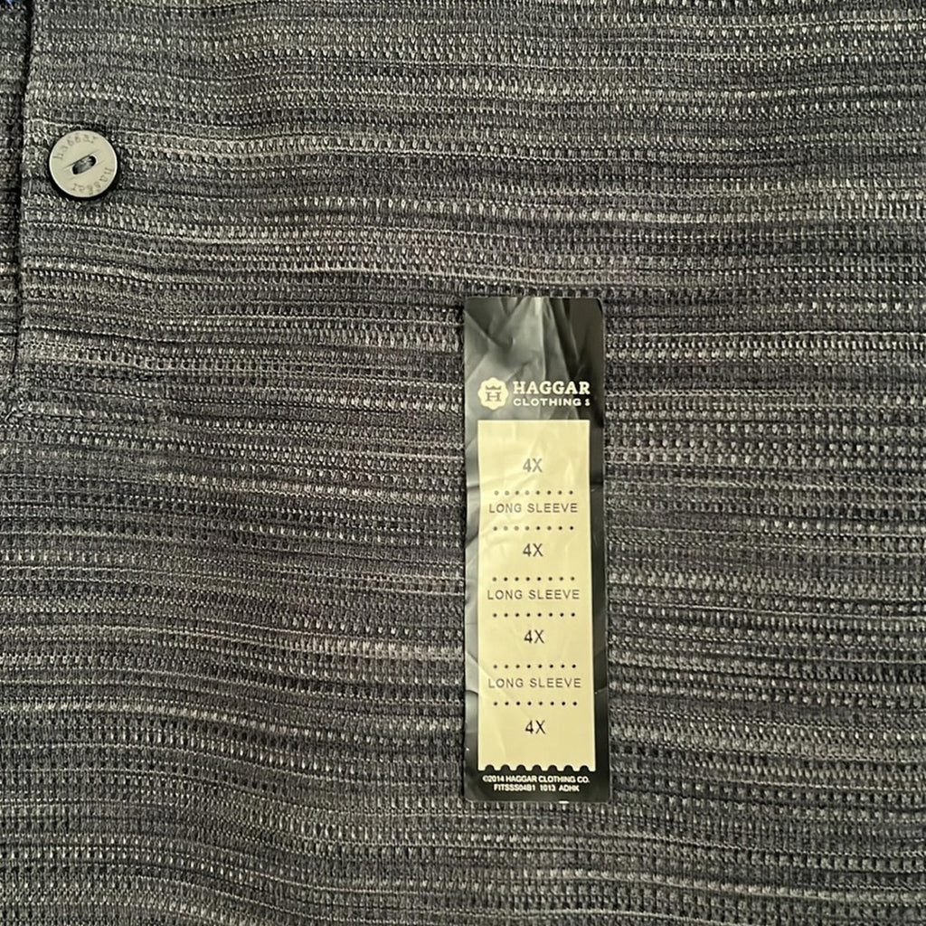 Haggar Polo Long Sleeve Shirt in Grey Heather, Big & Tall Size 4X New w/Tag
