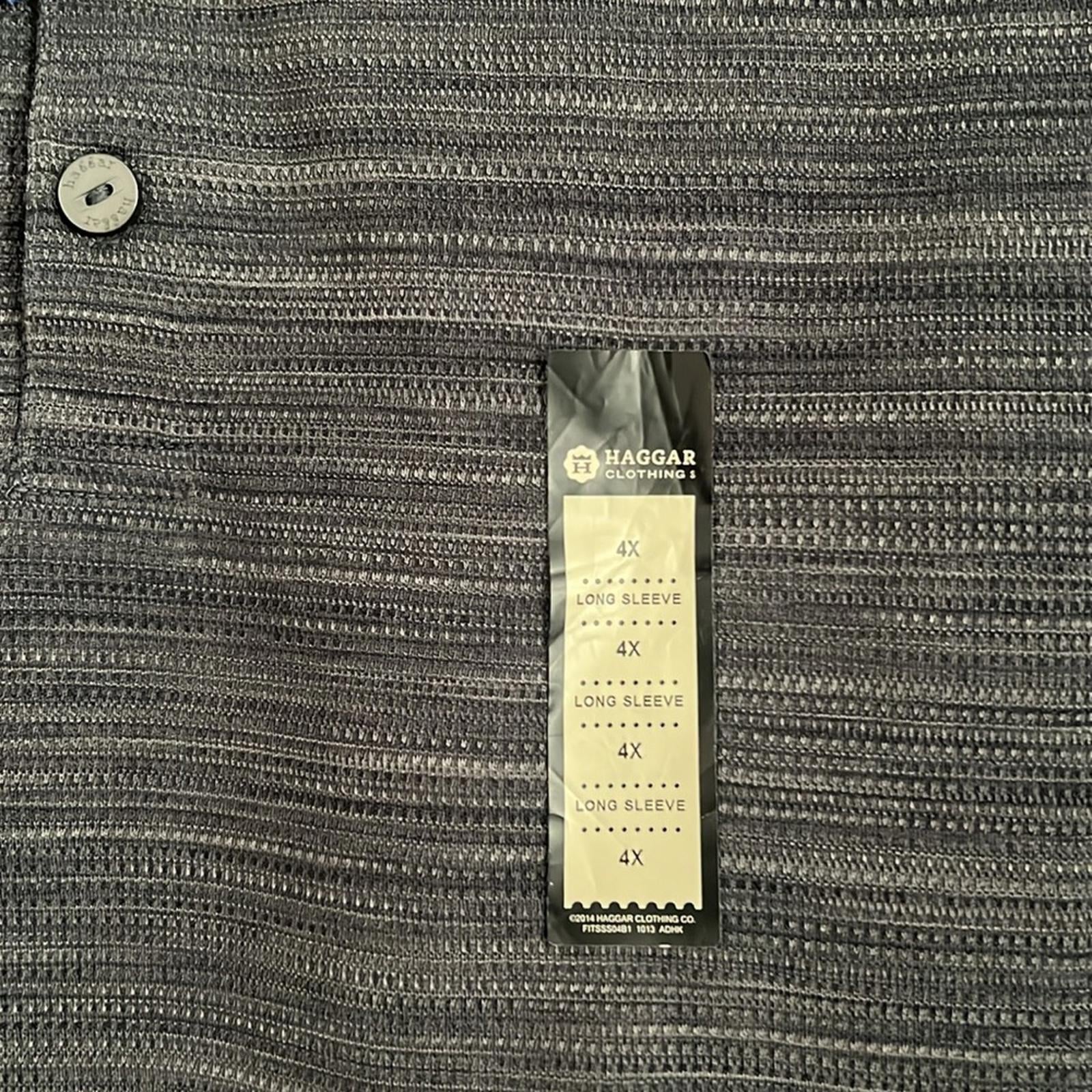 Haggar Polo Long Sleeve Shirt in Grey Heather, Big & Tall Size 4X New w/Tag