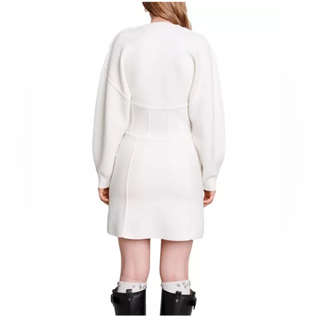 Maje Balloon Sleeve Sweater Dress in Ecru/Cream, Women’s Size EU36 NWT