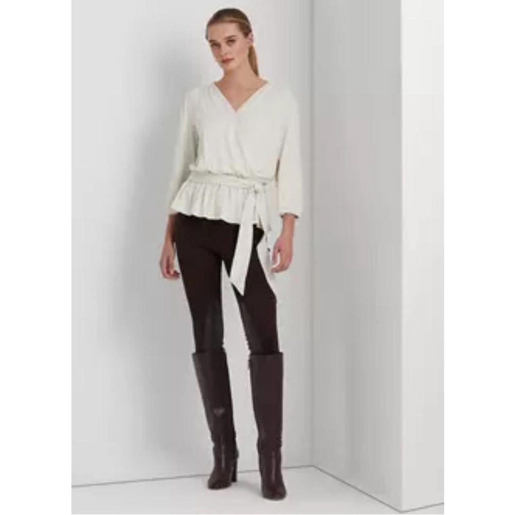 Lauren Ralph Lauren Jersey Peplum Blouse in WinterCream, Size XXL New w/Tag