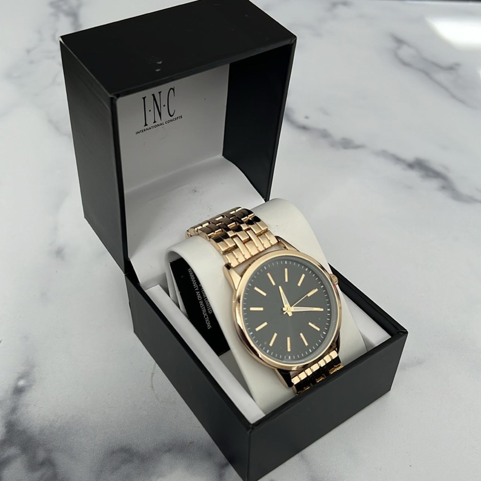 INC Men's Gold-Tone Bracelet Watch 45mm, NEW in Box