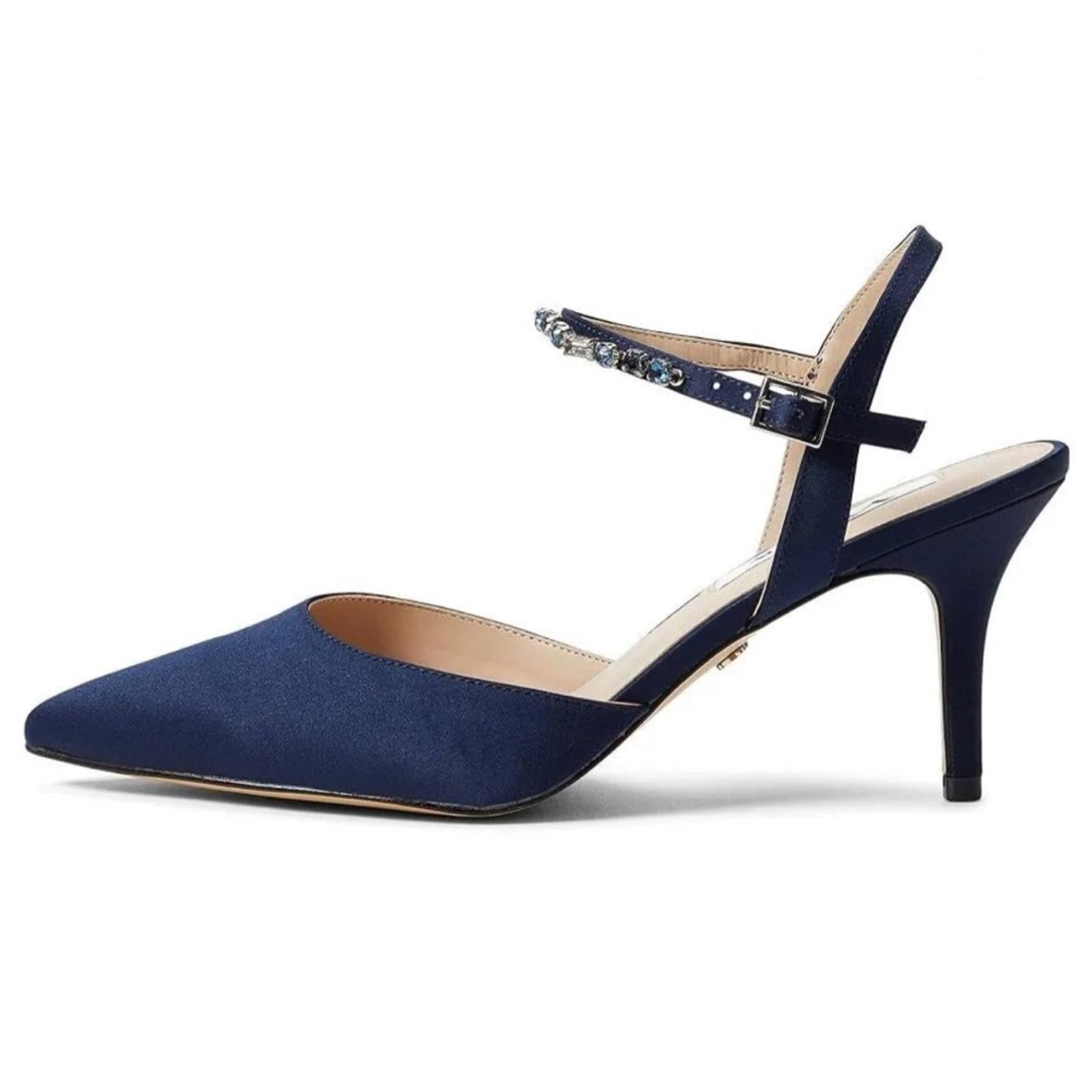 NEW Nina Tucker Crystal Dress Pump, New Navy Luster Satin Size 10M (New in Box)