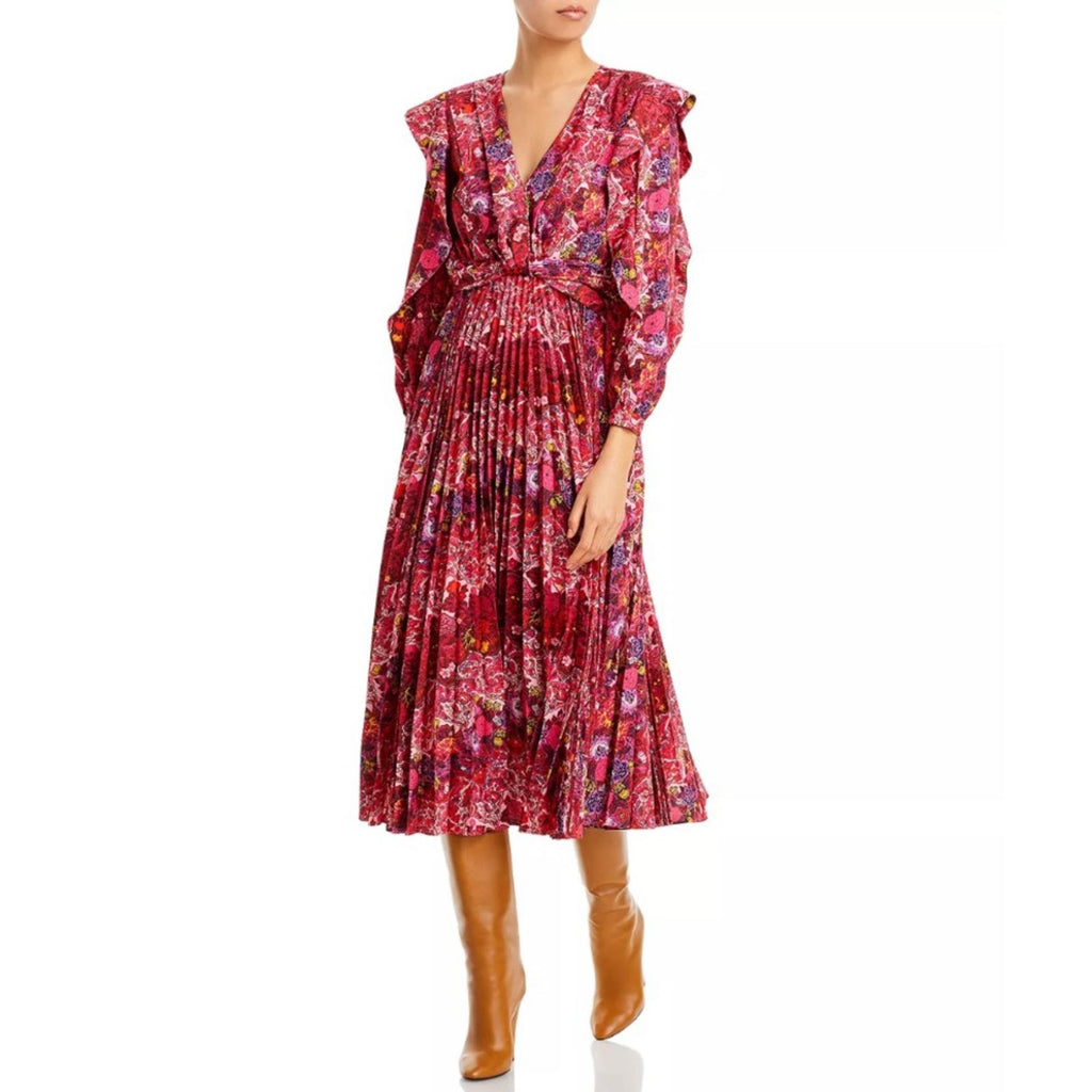 Derek Lam 10 Crosby Chrishelle Pleated Midi Dress, Red Size 0 New wTag SOLD OUT!