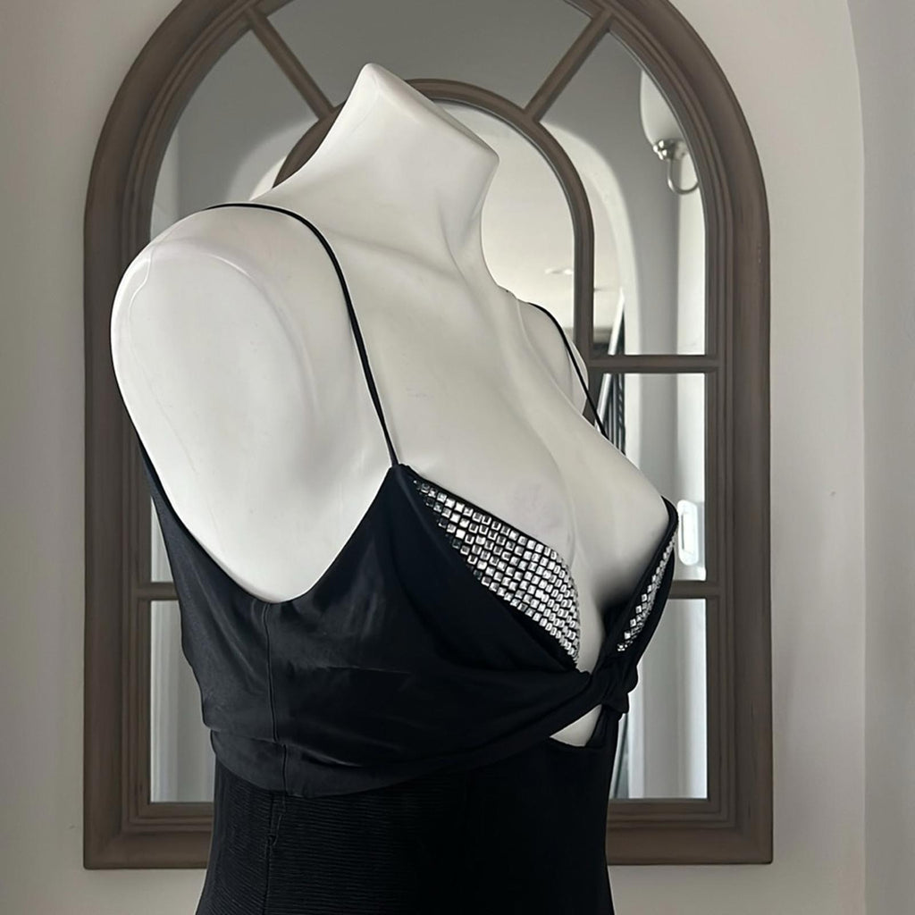 Galvan London Crystal Bustier Dress in Black, Size US2 FR34 UK6 NWT Retail $1895