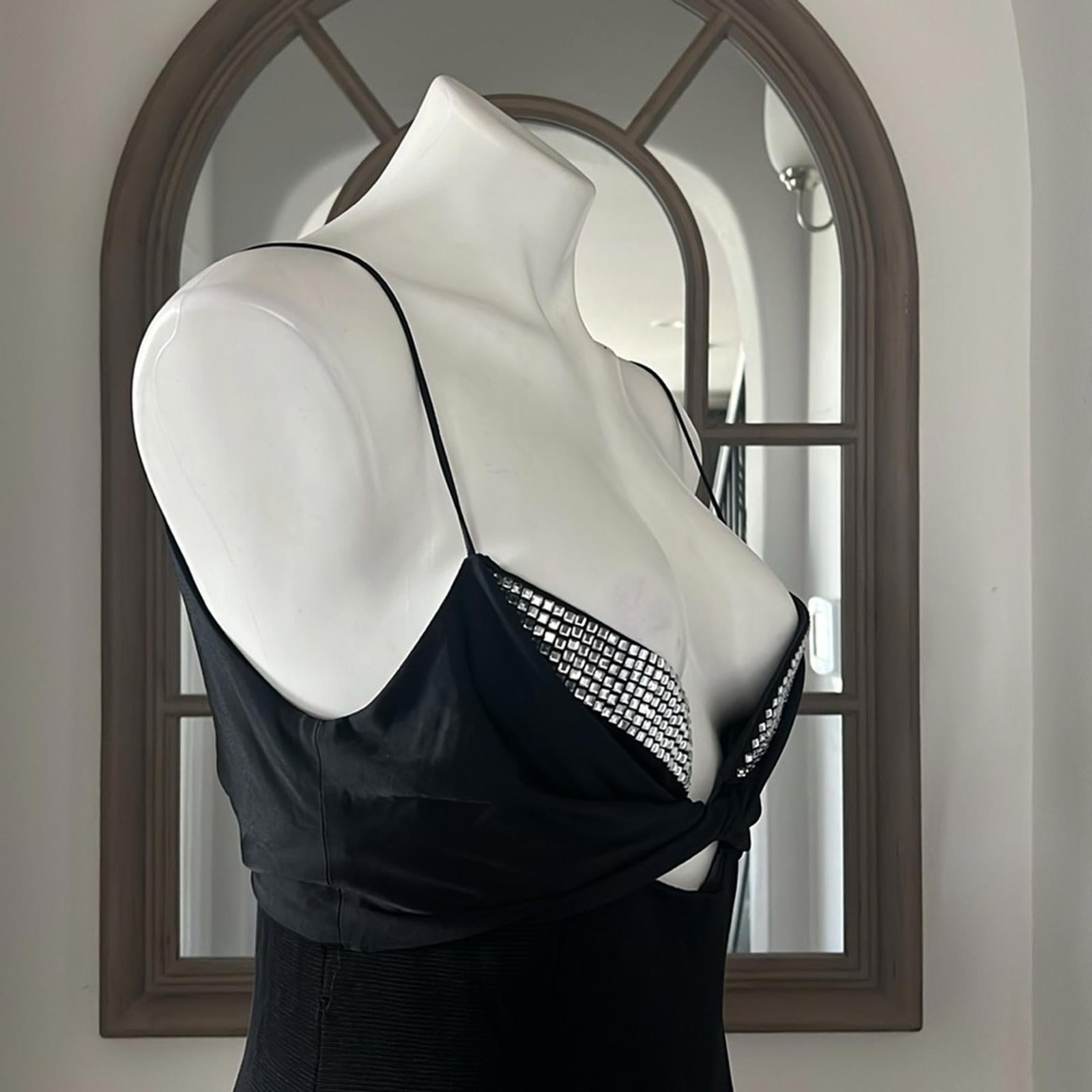 Galvan London Crystal Bustier Dress in Black, Size US2 FR34 UK6 NWT Retail $1895