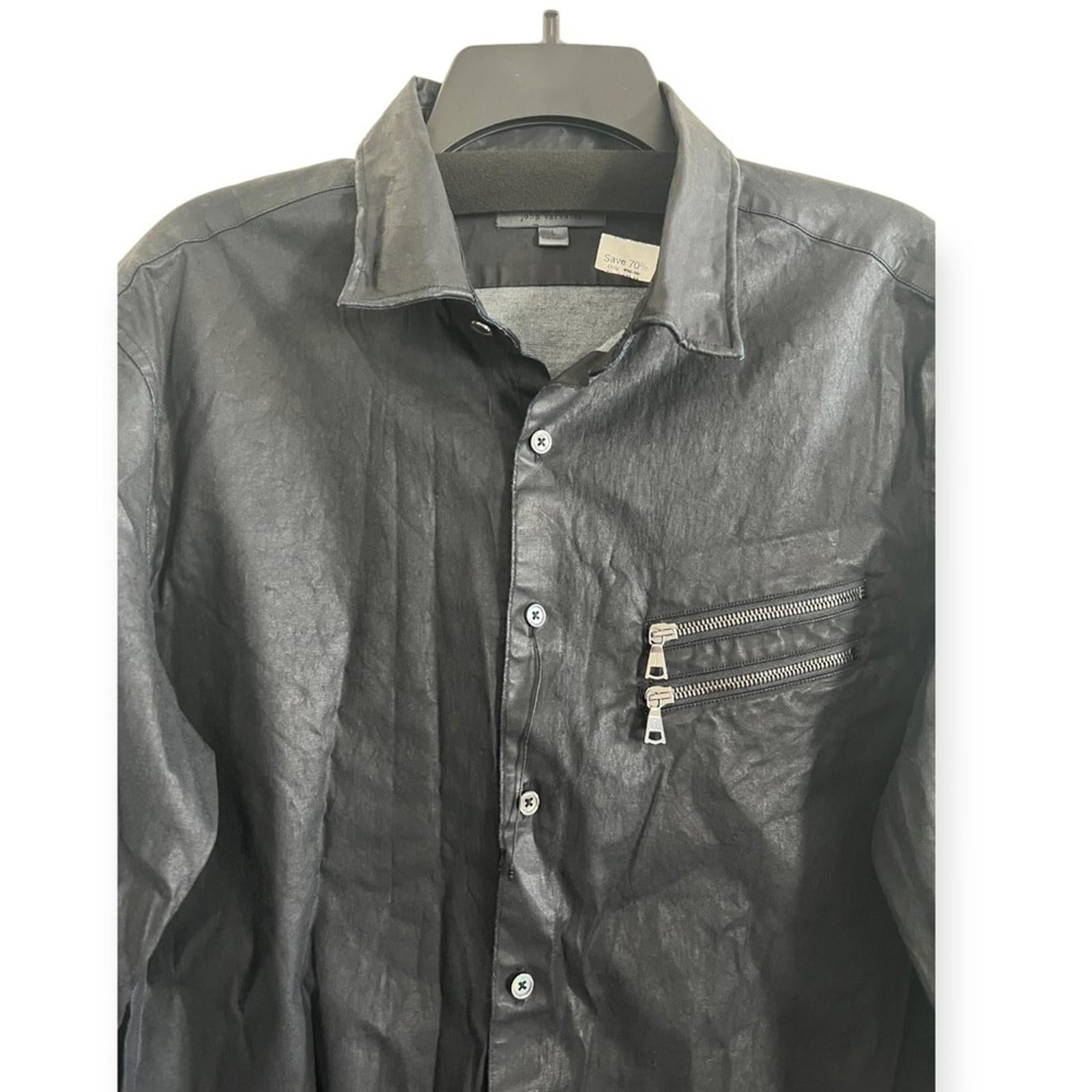 NEW John Varvatos Zill Navy Spread Collar Long Sleeve Shirt, Men's M Retail $498
