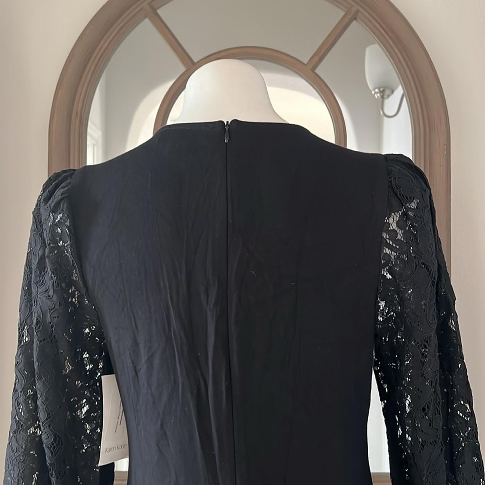 Karen Kane Lace V-Neck Midi Dress in Black, Size M New w/Tag $158