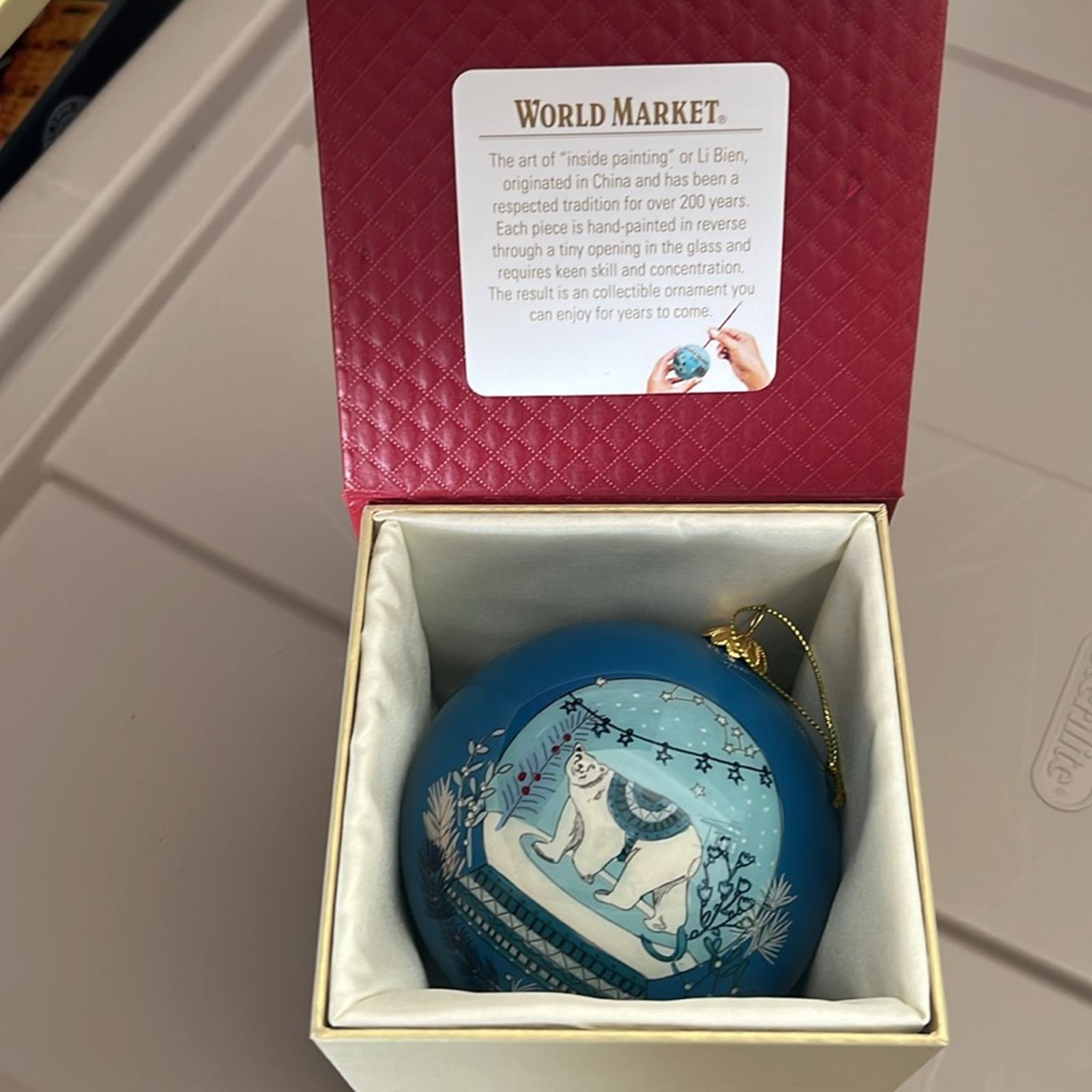 Li Bien Glass Ornament, White Polar Bear Snow Globe, New in Box