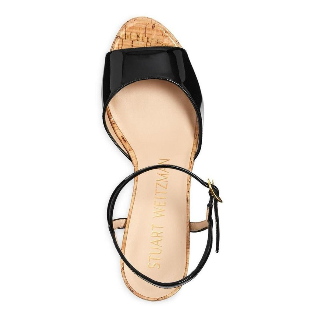 Stuart Weitzman Palmina Platform Wedge Sandals, Black Size 37.5/7 NEW + DustBag