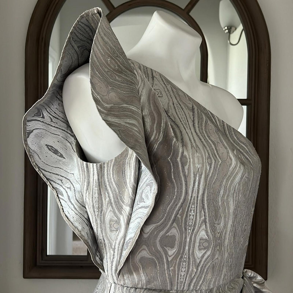 SAYLOR Ann Woodgrain Jacquard Mini Dress, Silver Size M EXCELLENT!