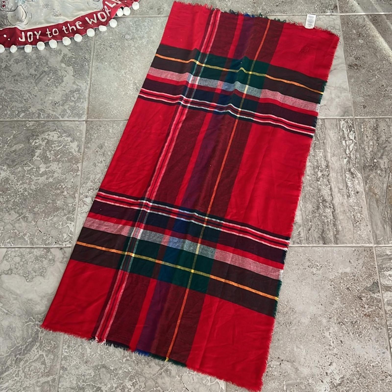 Lauren Ralph Lauren Woven Scarf, Red Plaid 126cm x 126cm NEW