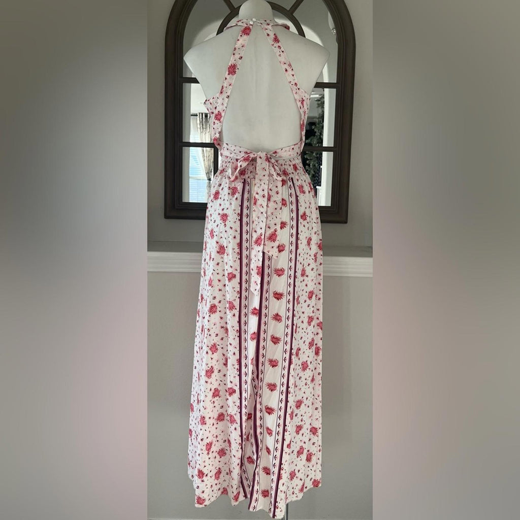 To My Lovers Sleeveless Backless Maxi Halter Dress in Pink, Size S NWT $210