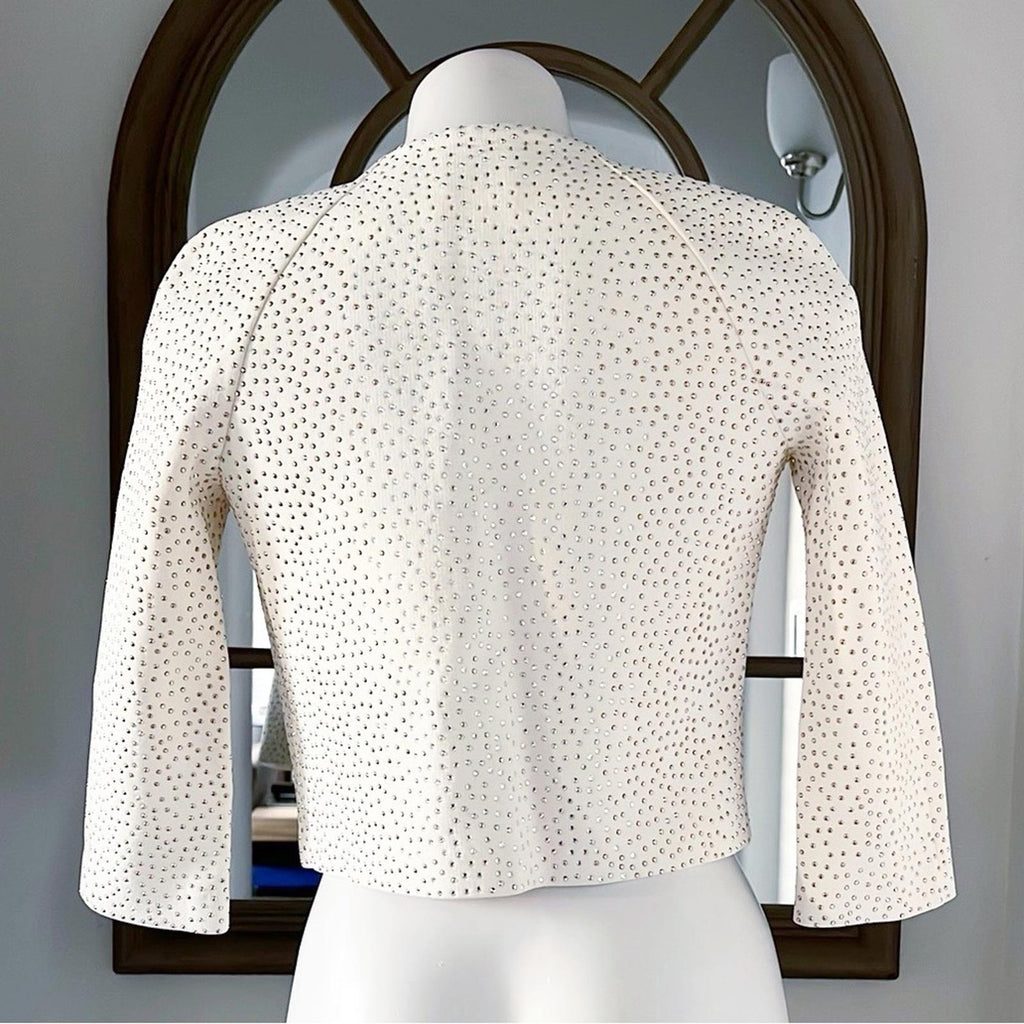 St. John Embellished Knit Jacket in Ecru, Size 0 NEW w/Tag $1,695