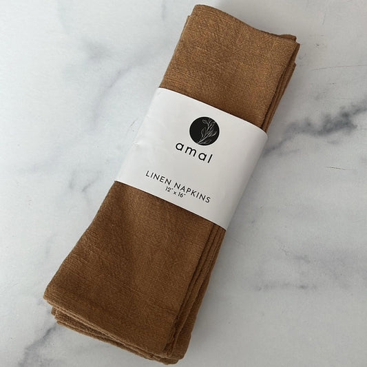 Amal Tan Linen Napkins Set of 4, Measures 12”x16” NEW