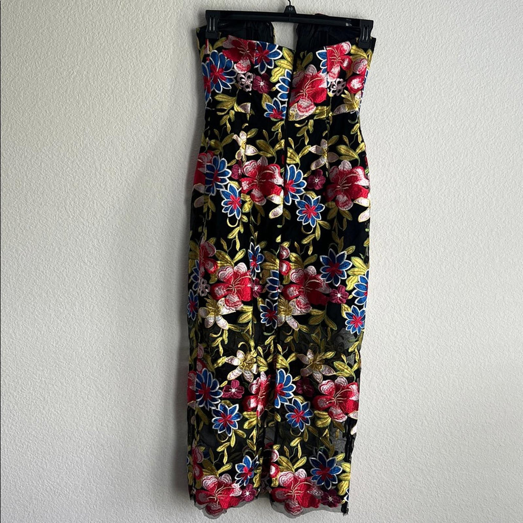 Milly Strapless Artem Spanish Garden Embroidery Midi Dress, Size 6, NEW