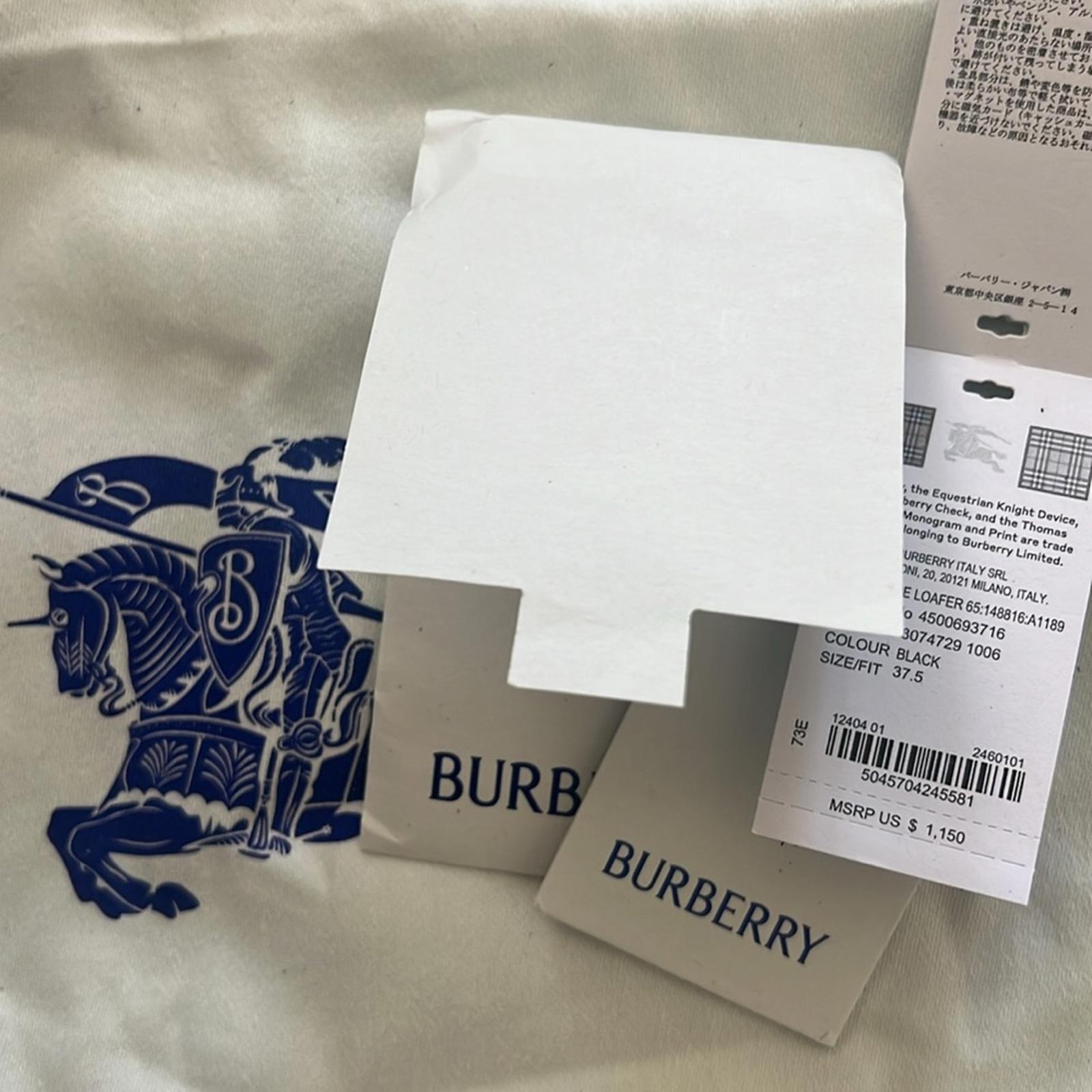 Burberry Leather Stride Loafers in Black, Size 37.5 NEW in Box w/DustBag $1150
