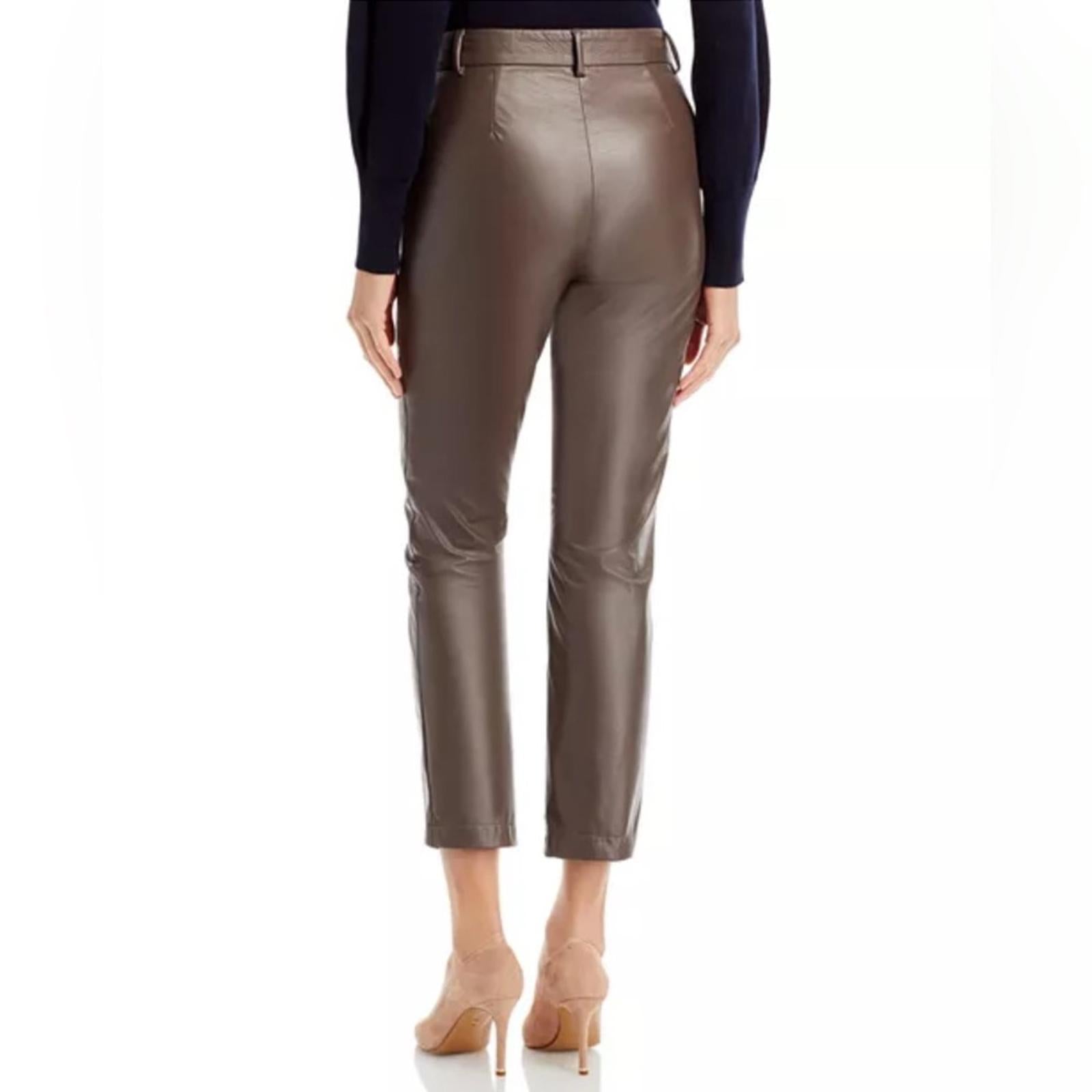Fabiana Filippi Faux Leather Ankle Pants in Brown, Size IT38 UK6 US2 NWT $735