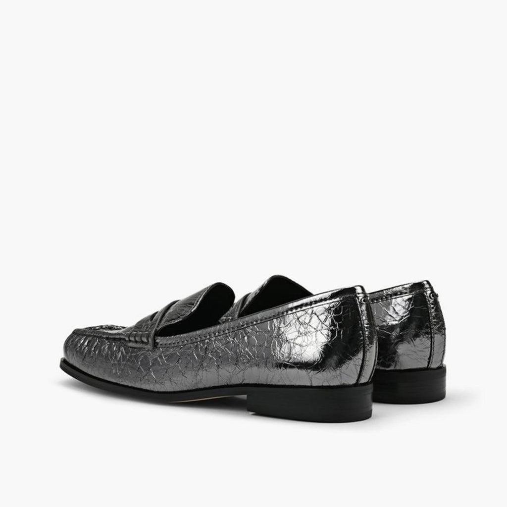 Michael Kors Carlson Metallic Crush Leather Loafers in Gunmetal, NWT, Size 9