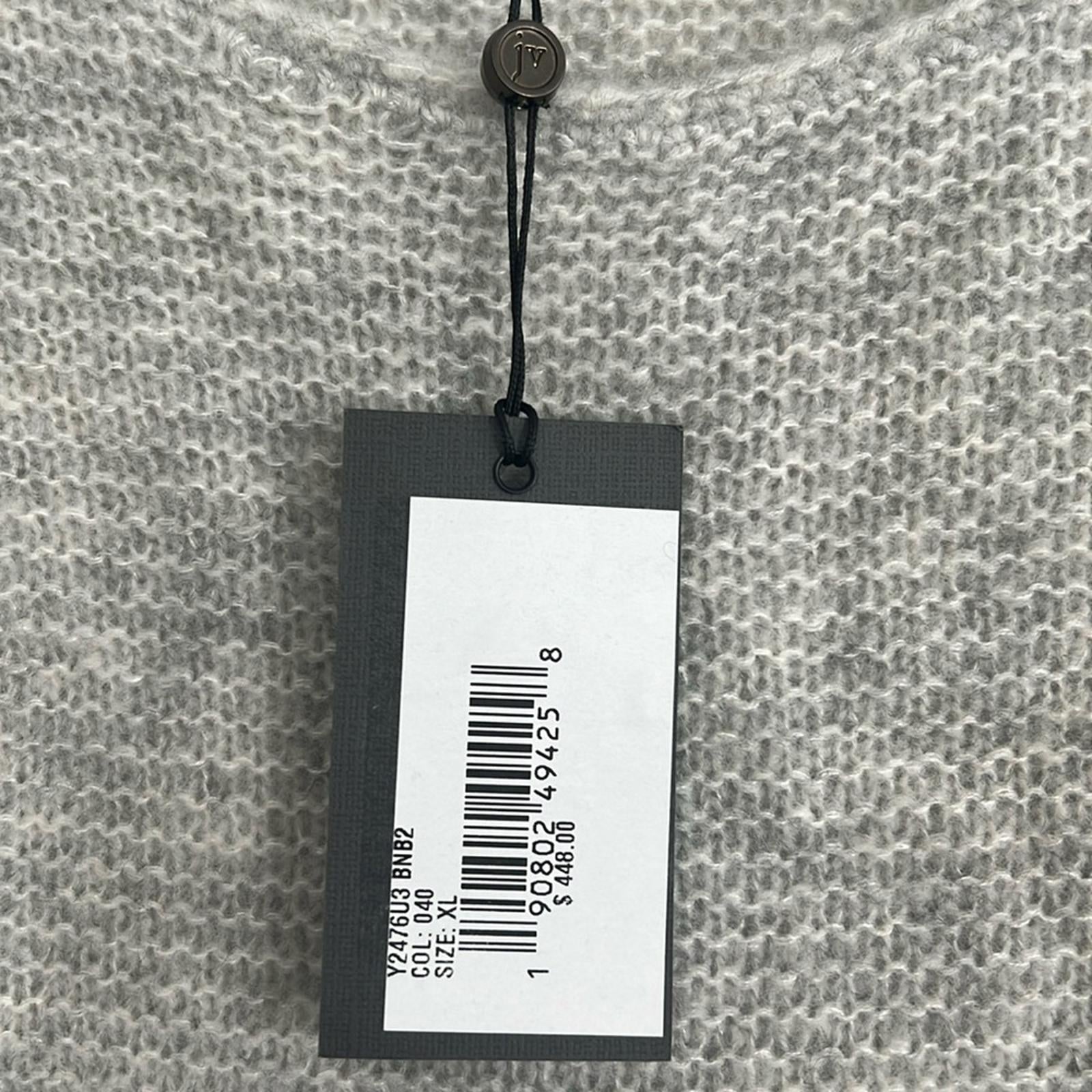 John Varvatos Tuck Cashmere & Silk Garter-Stitch Sweater Grey Size XL NWT $448