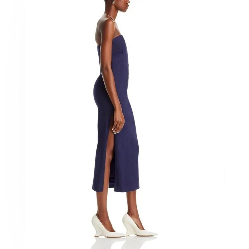 Bardot Eleni Denim Strapless Midi Dress in Dark Blue, Size EUR 36 US 4 UK 8, NEW