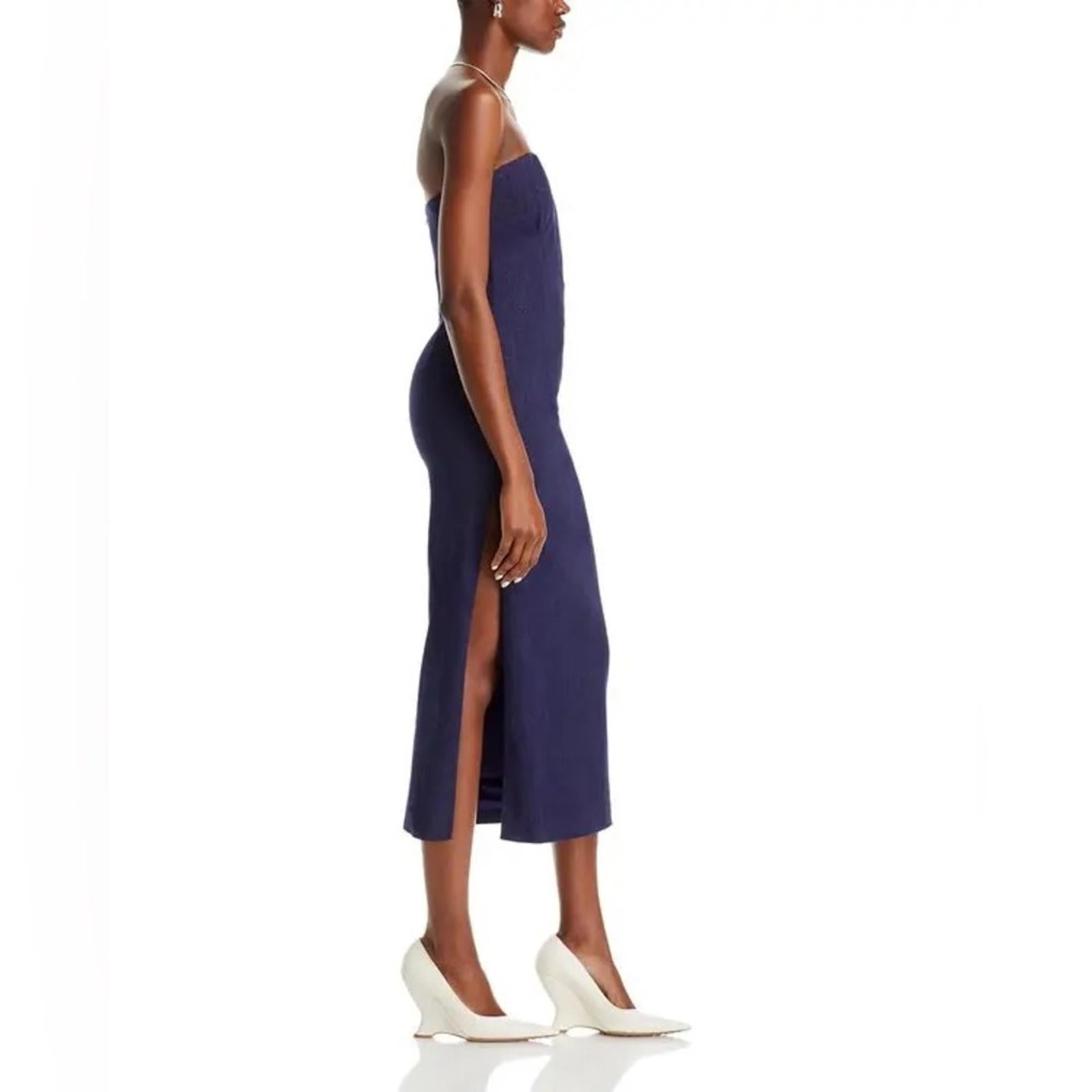 Bardot Eleni Denim Strapless Midi Dress in Dark Blue, Size EUR 36 US 4 UK 8, NEW