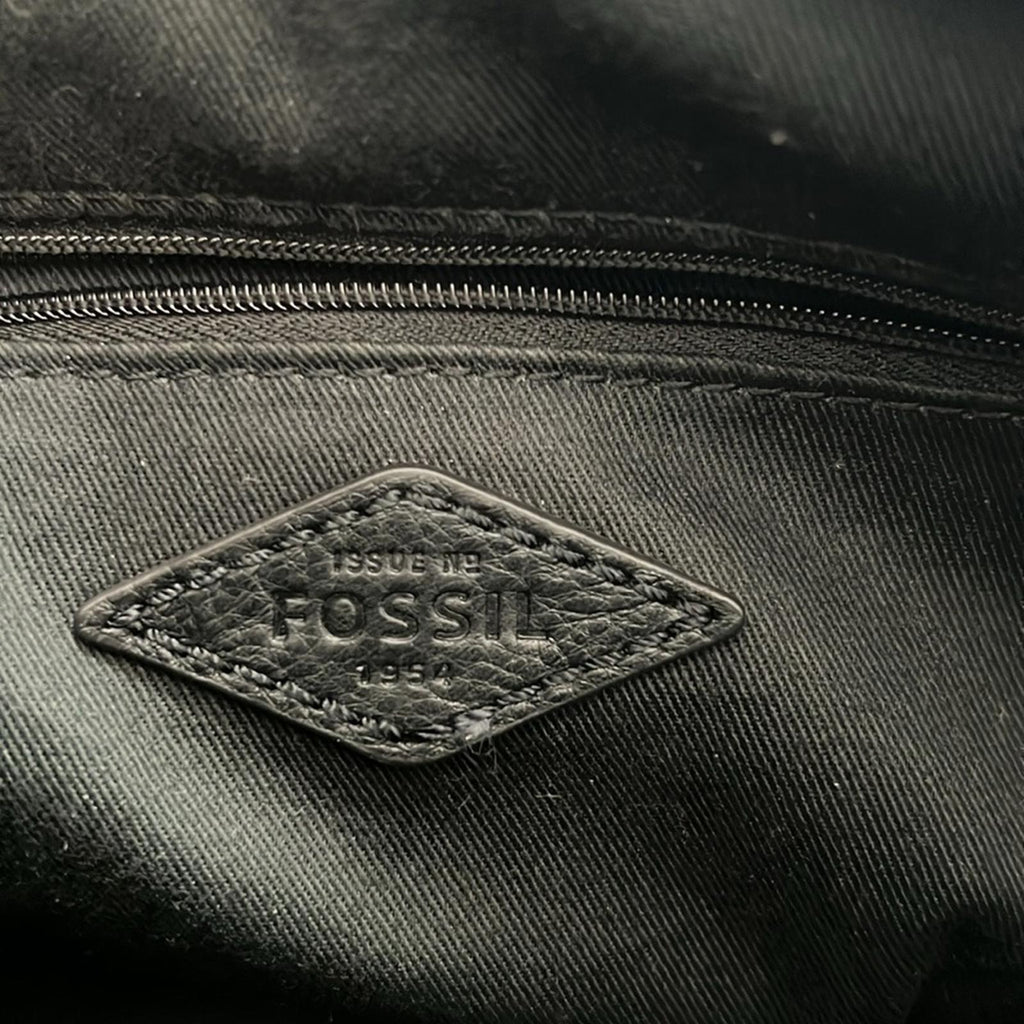 Fossil Aria Cow Hide Leather Shoulder Bag, Patchwork Black & Brown, Retail $178