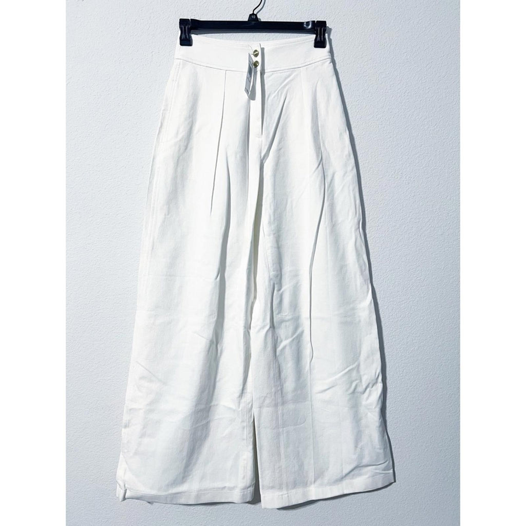 Rosetta Getty Pleat Front Wide Leg Pants in White, Size 4, NWT Retail $995