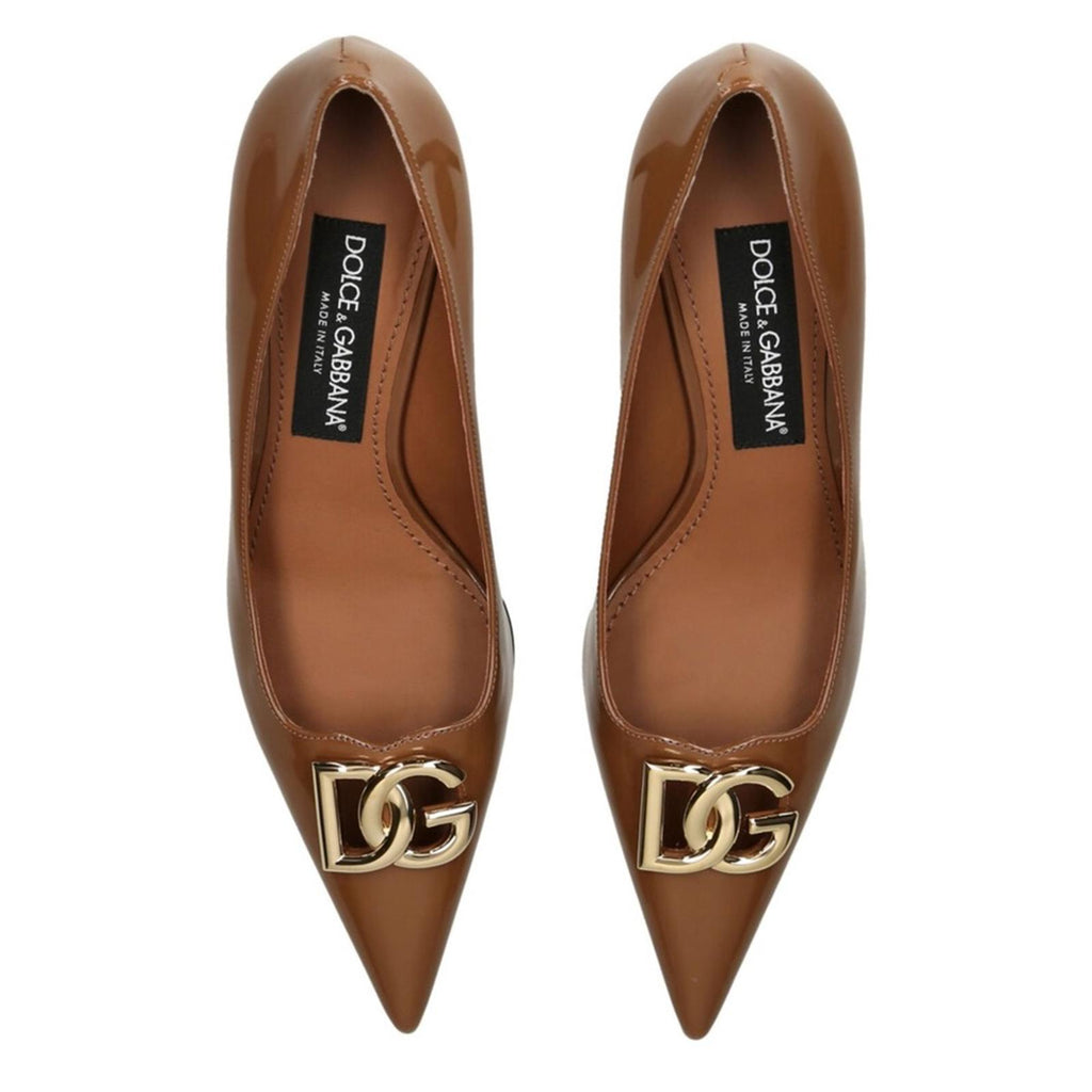 Dolce & Gabbana Patent Leather DG Calf Skin Pumps 60 Brown Size 36 New +2DustBag