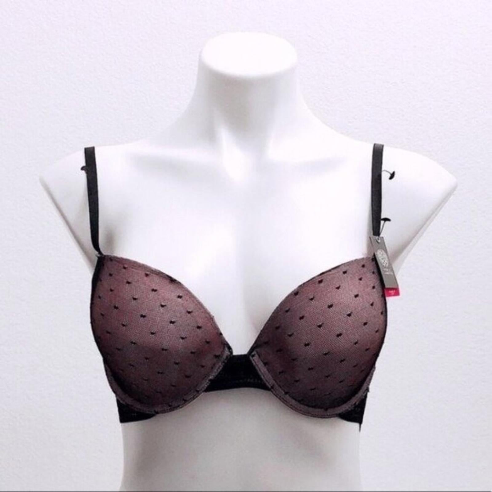 Vince Camuto Push-Up Lace Bra in Nude/Black Lace, Size 36C New w/Tag