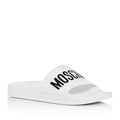 MOSCHINO Logo Slide Sandals in White, Size 38 New in Box