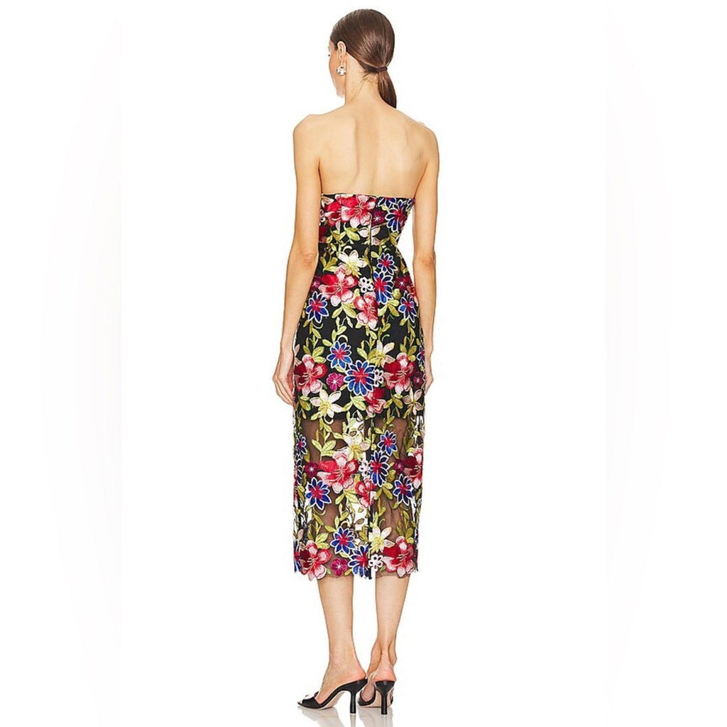 Milly Strapless Artem Spanish Garden Embroidery Midi Dress, Size 6, NEW