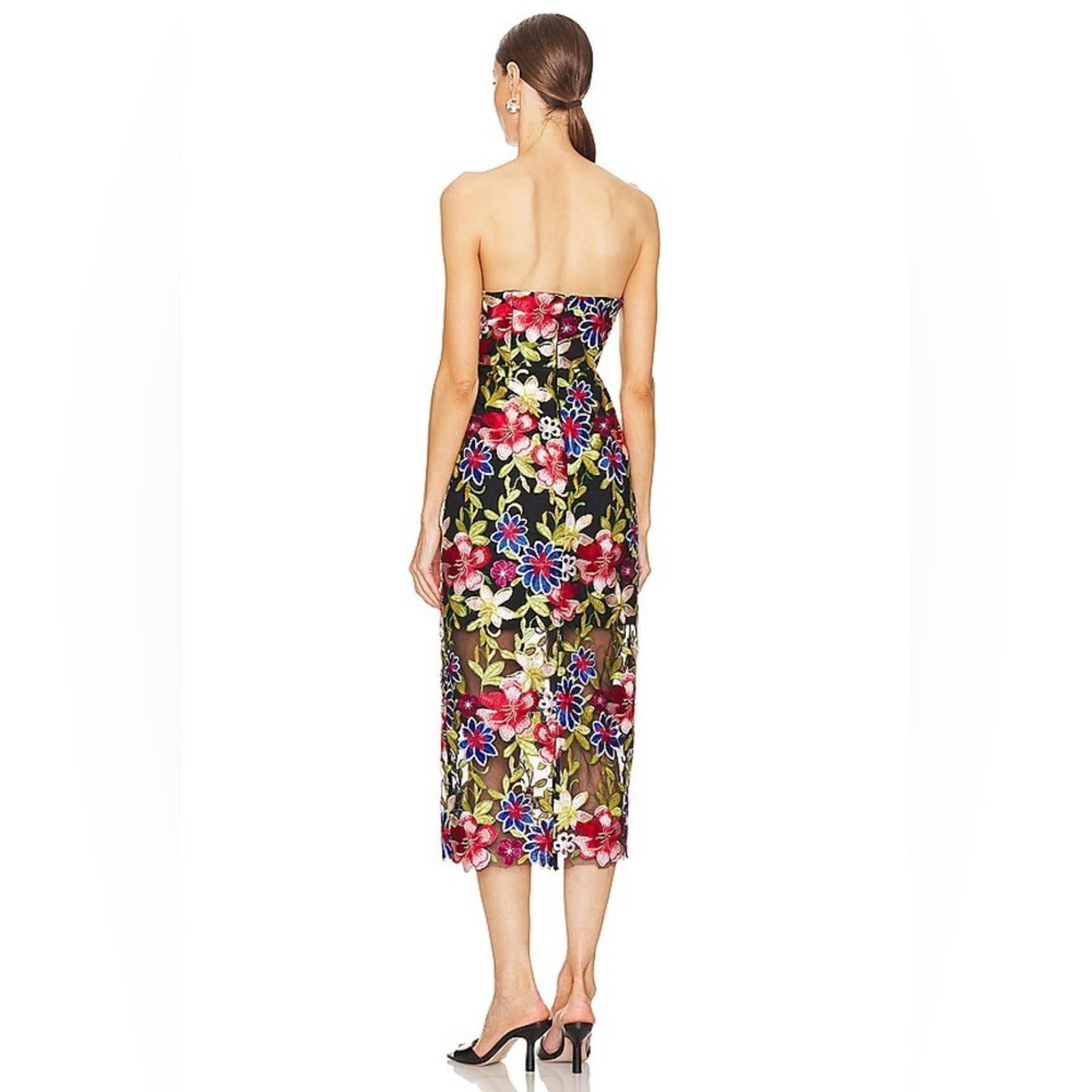Milly Strapless Artem Spanish Garden Embroidery Midi Dress, Size 6, NEW