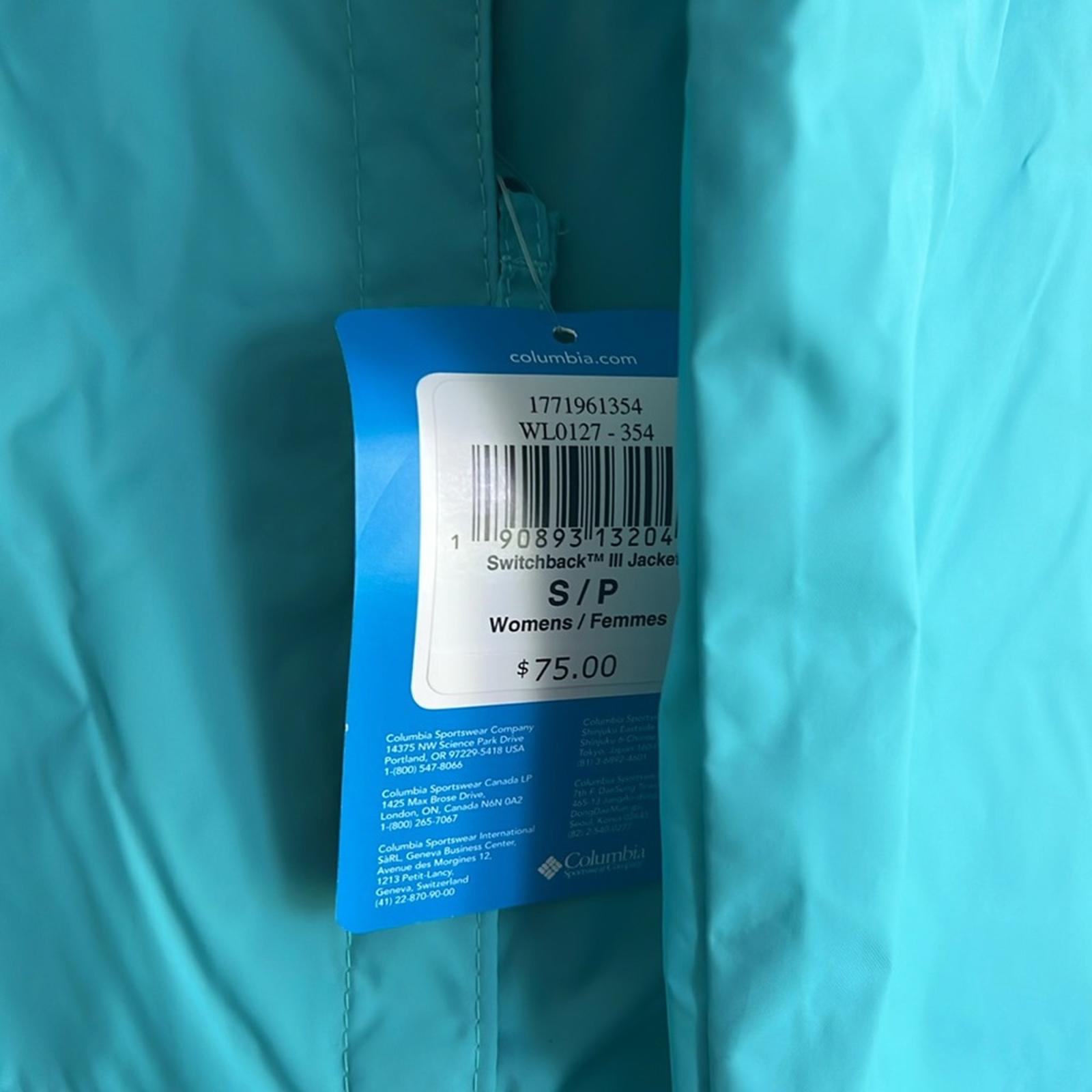Columbia Switchback III Jacket in Electric Turquoise, NWT, Size S