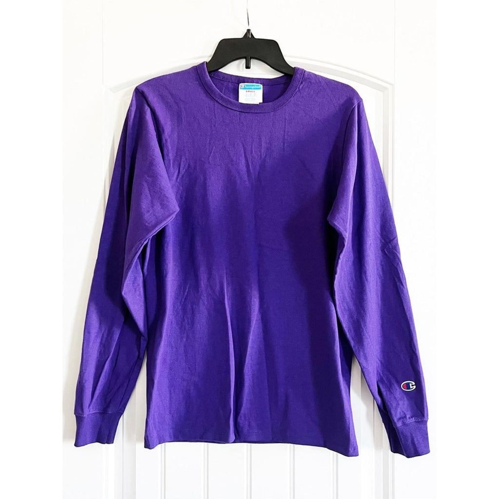 Champion Cotton Long Sleeve Crewneck Tee, Purple Size S New w/o Tag