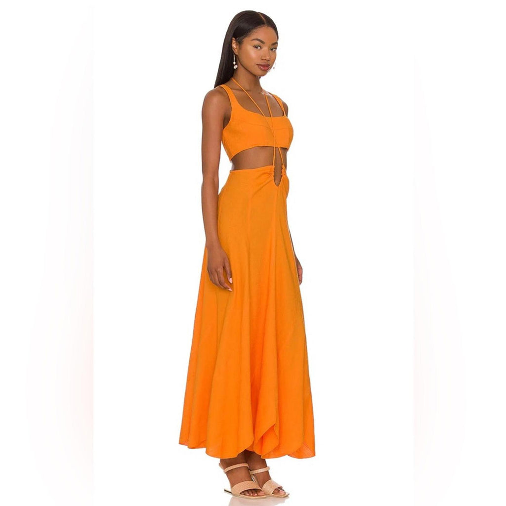 NEW Cult Gaia Eileen Waist Cutout Dress, Revolve Apricot, Size L New w/Tag