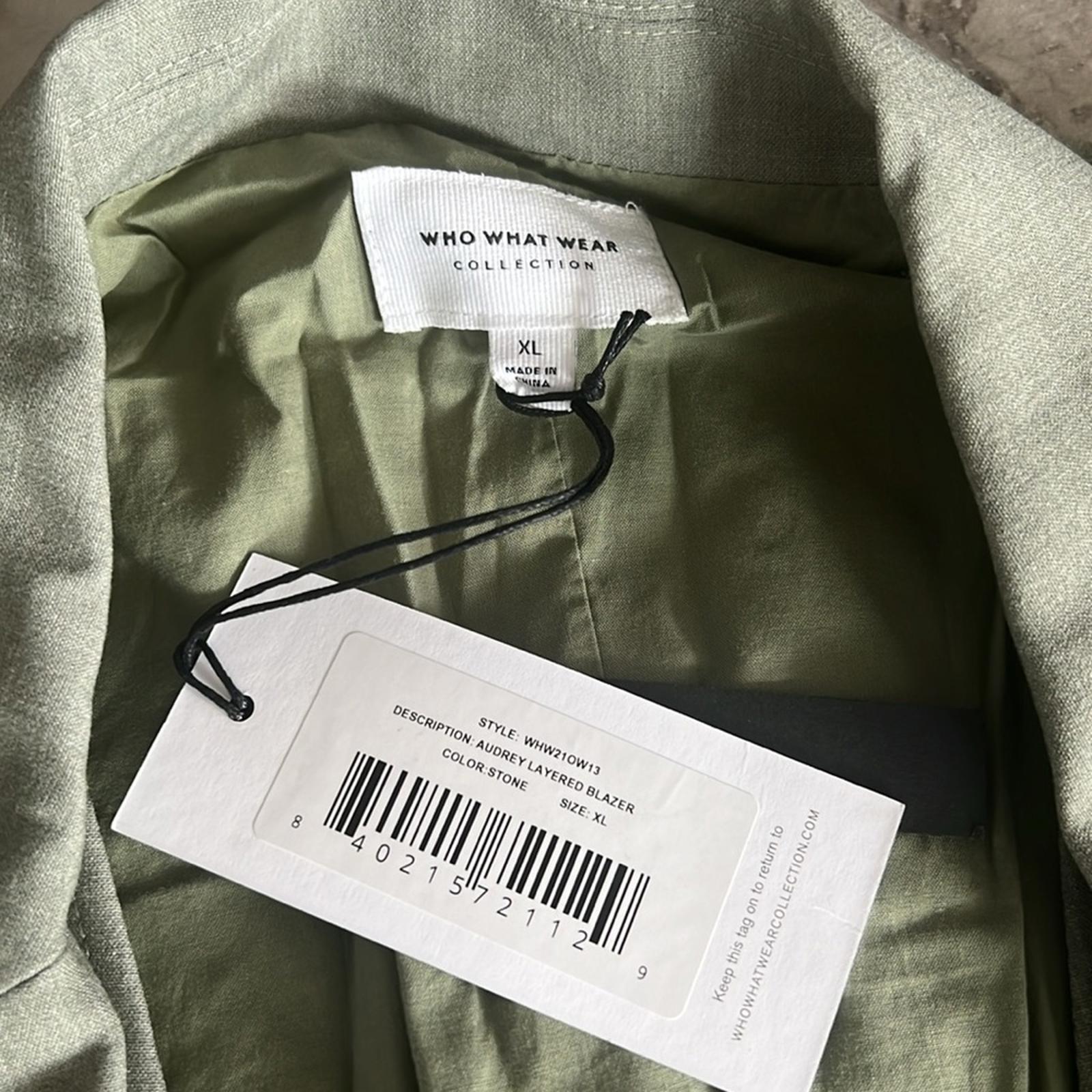 WhoWhatWear Audrey Layered Blazer in Stone Sage Green Size XL New w/Tag $228