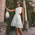 Cult Gaia Dory Ostrich Feather Beaded Wristlet in White, NWT