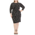 Anne Klein Women’s Plus Polka Dot 3/4 Sleeve Cocktail Dress in B/W, NWT, Size 2X